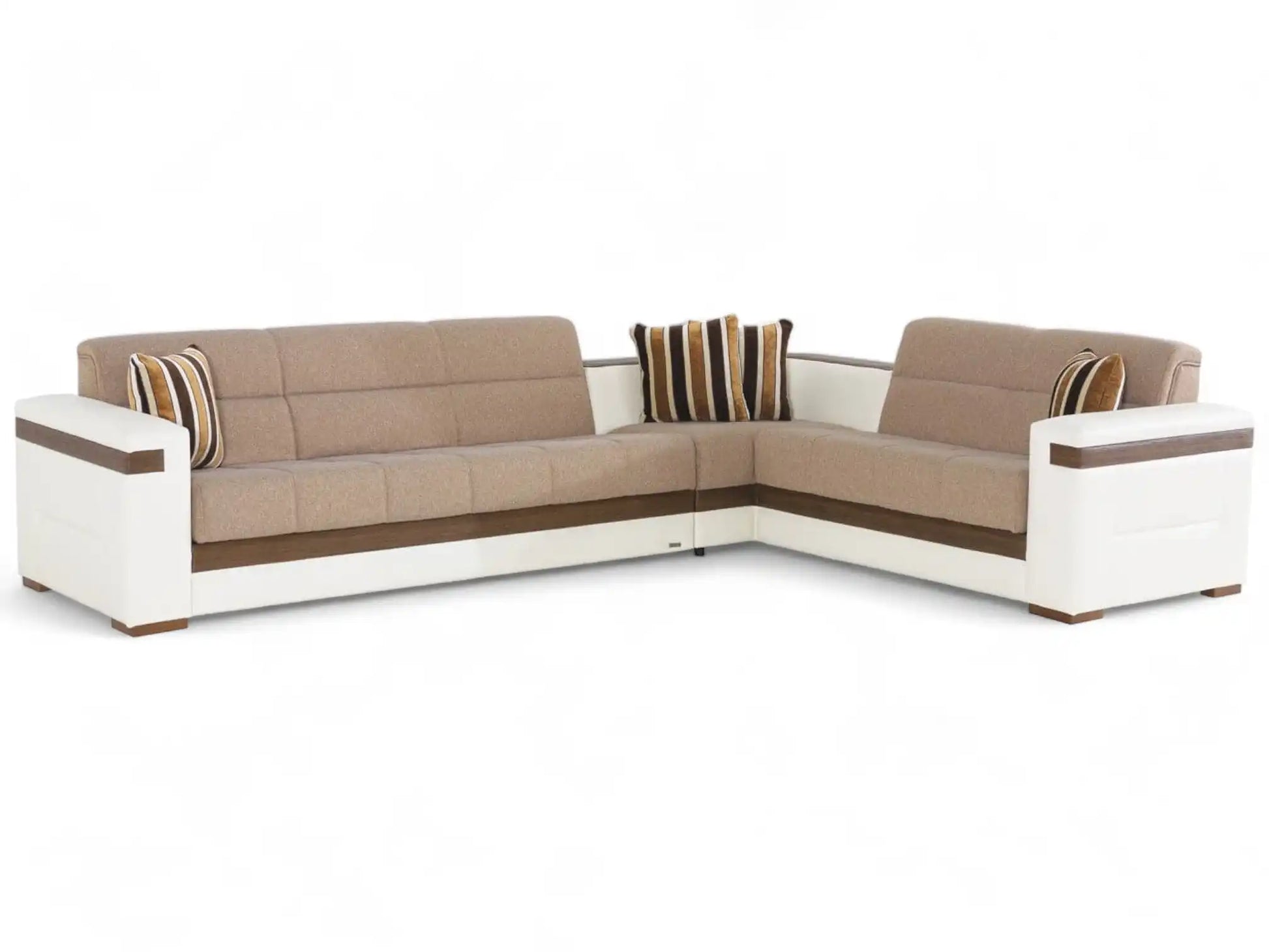 MOON 3-Piece Two-Tone Sleeper Sectional Sofa – 124” Wide, Reversible L-Shape, Beige and White, Modern Comfort & Versatility - Best Buy Furniture