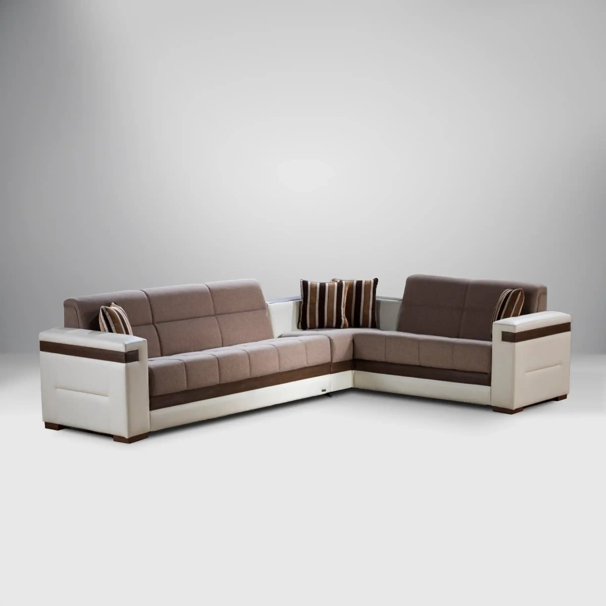 MOON 3-Piece Two-Tone Sleeper Sectional Sofa – 124” Wide, Reversible L-Shape, Beige and White, Modern Comfort & Versatility - Best Buy Furniture