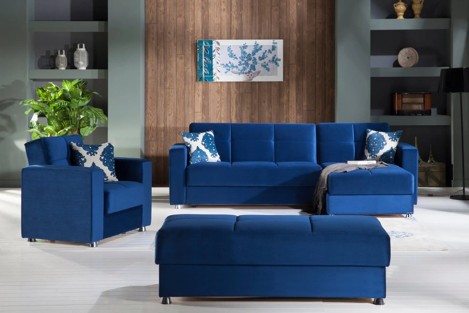 ELEGANT 102" Wide Reversible Sleeper Sectional with Storage – Velvet Fabric - Best Buy Furniture