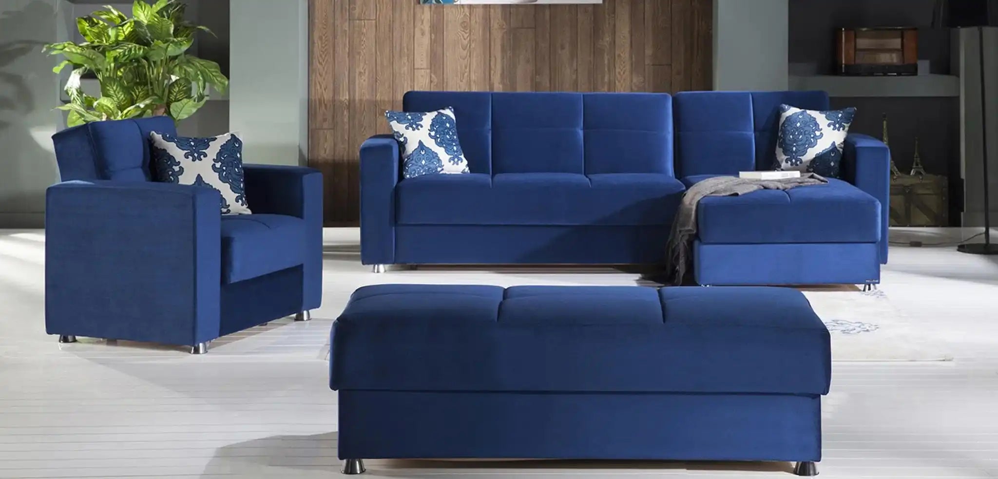 ELEGANT 102" Wide Reversible Sleeper Sectional with Storage – Velvet Fabric - Best Buy Furniture