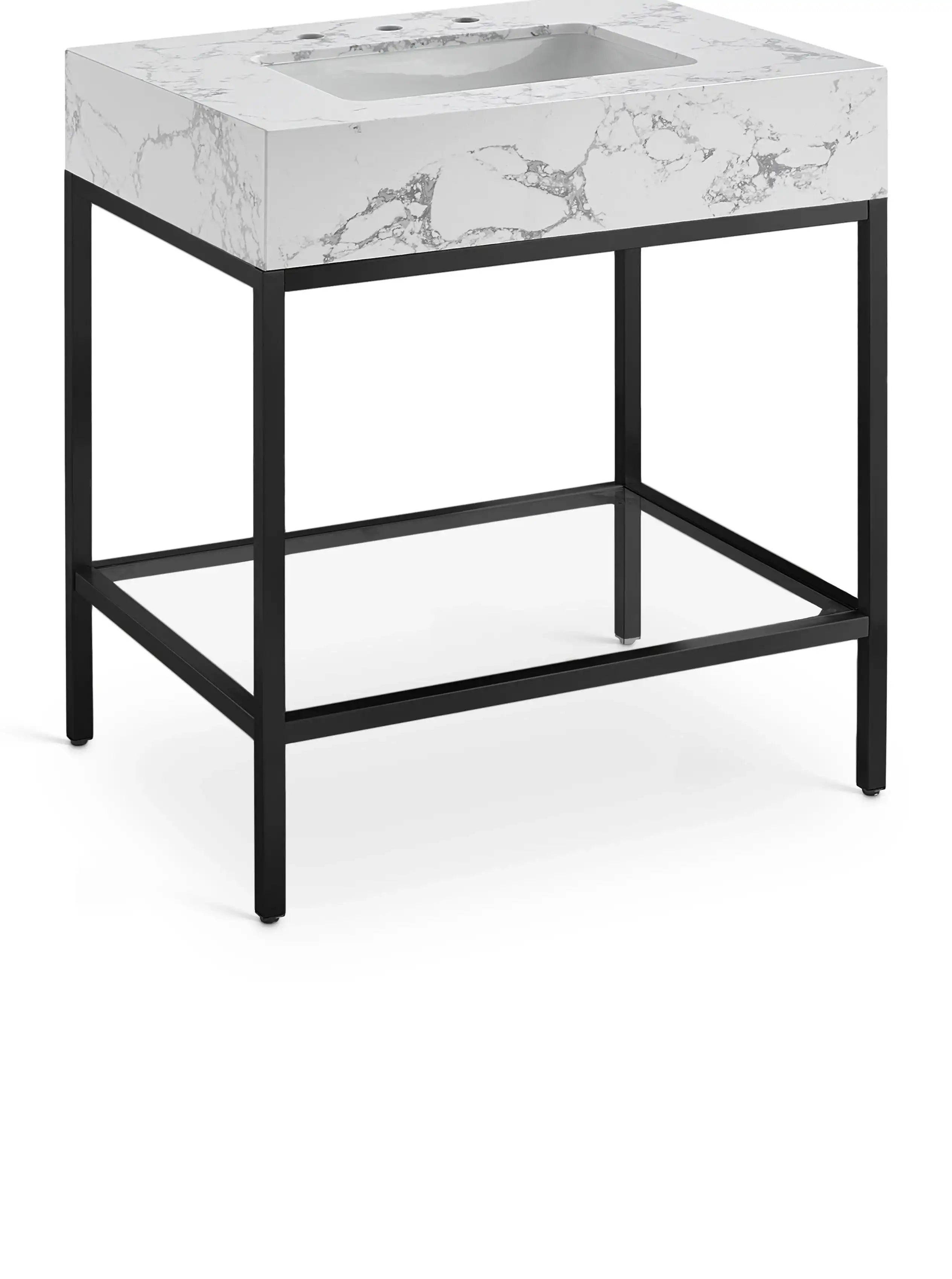 Marmo - Engineered Marble Bathroom Vanity With Black Base - Best Buy Furniture