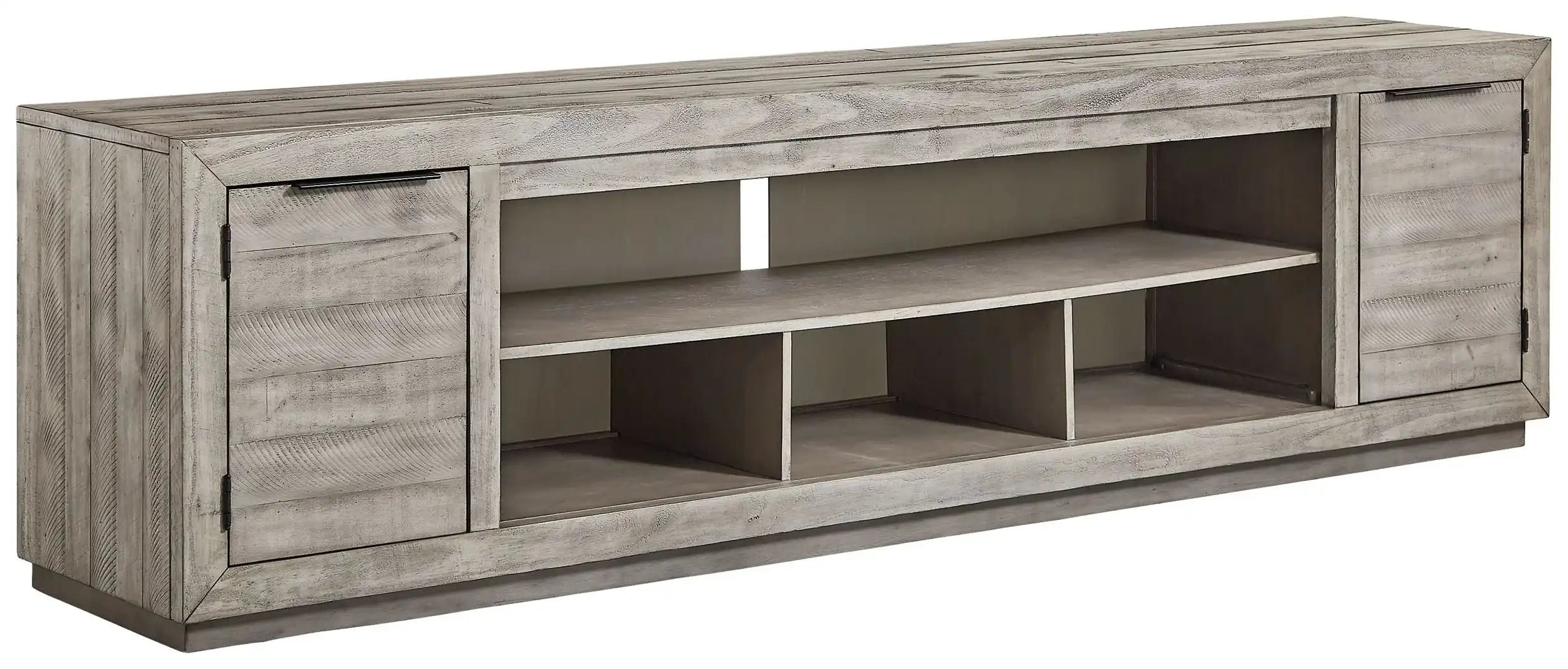 Naydell - XL TV Stand w/Fireplace Option - Gray - Best Buy Furniture