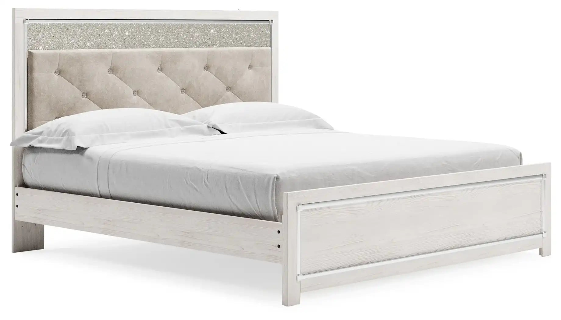 Altyra - King Panel Bed With Upholstered Headboard - White - Best Buy Furniture