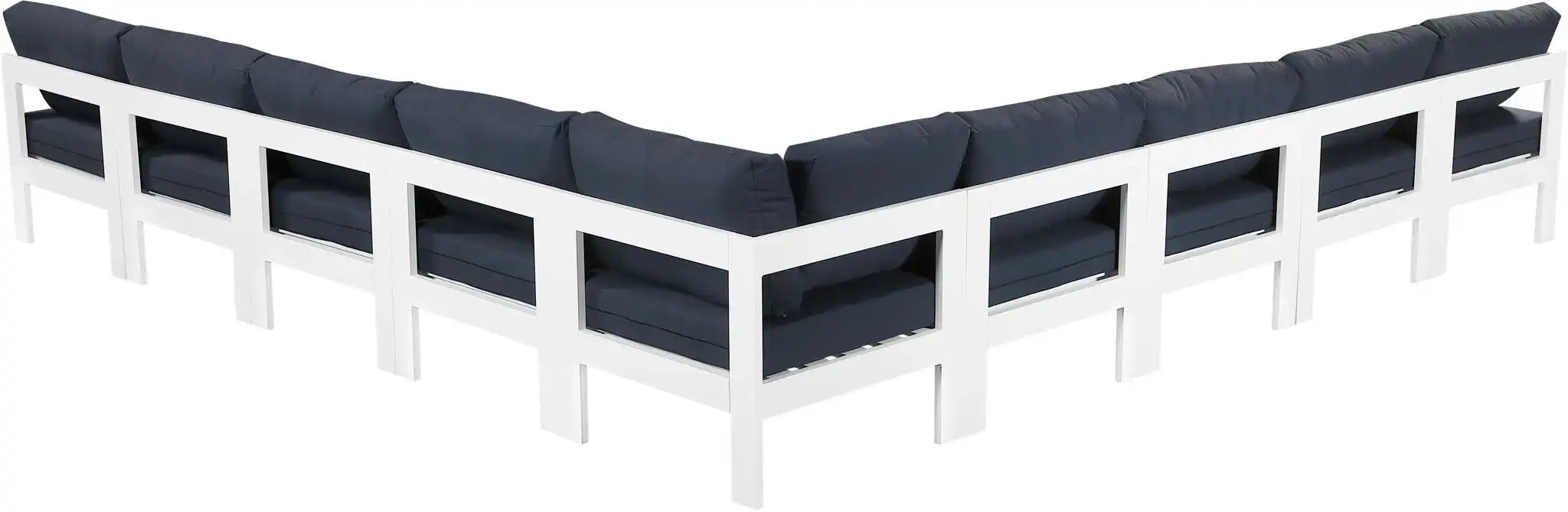 Nizuc - Outdoor Patio 9 Piece Modular Sectional With White Frame
