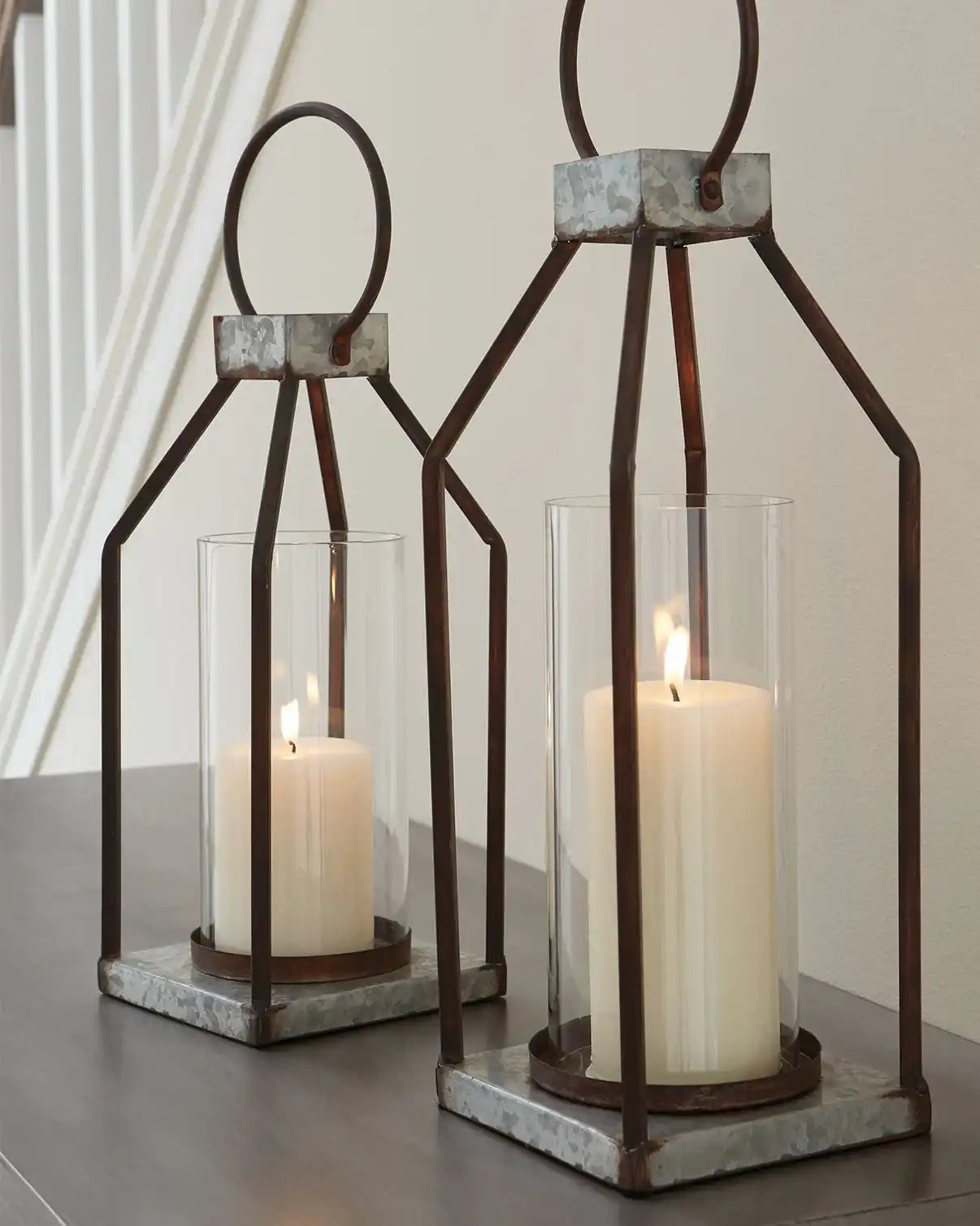 Diedrick - Lantern Set (Set of 2) - Gray / Black - Best Buy Furniture