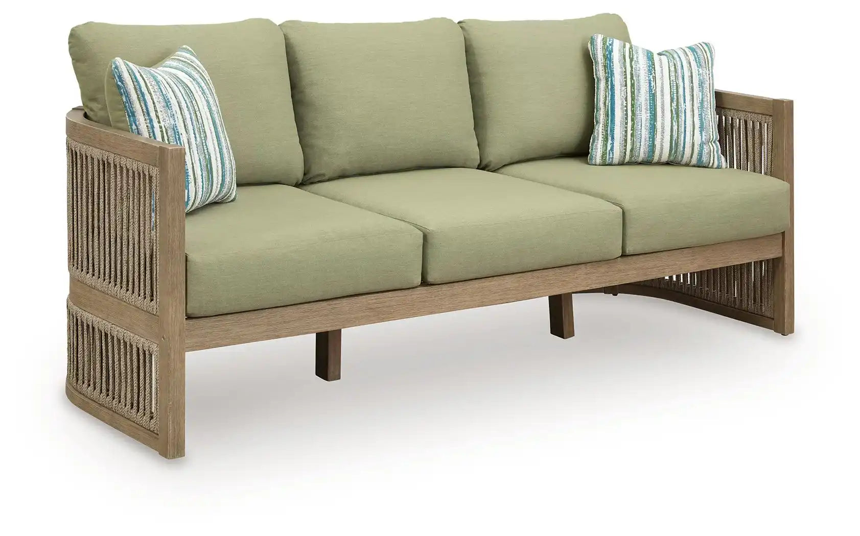 Serena Shores - Sofa With Cushion - Beige / Green - Best Buy Furniture