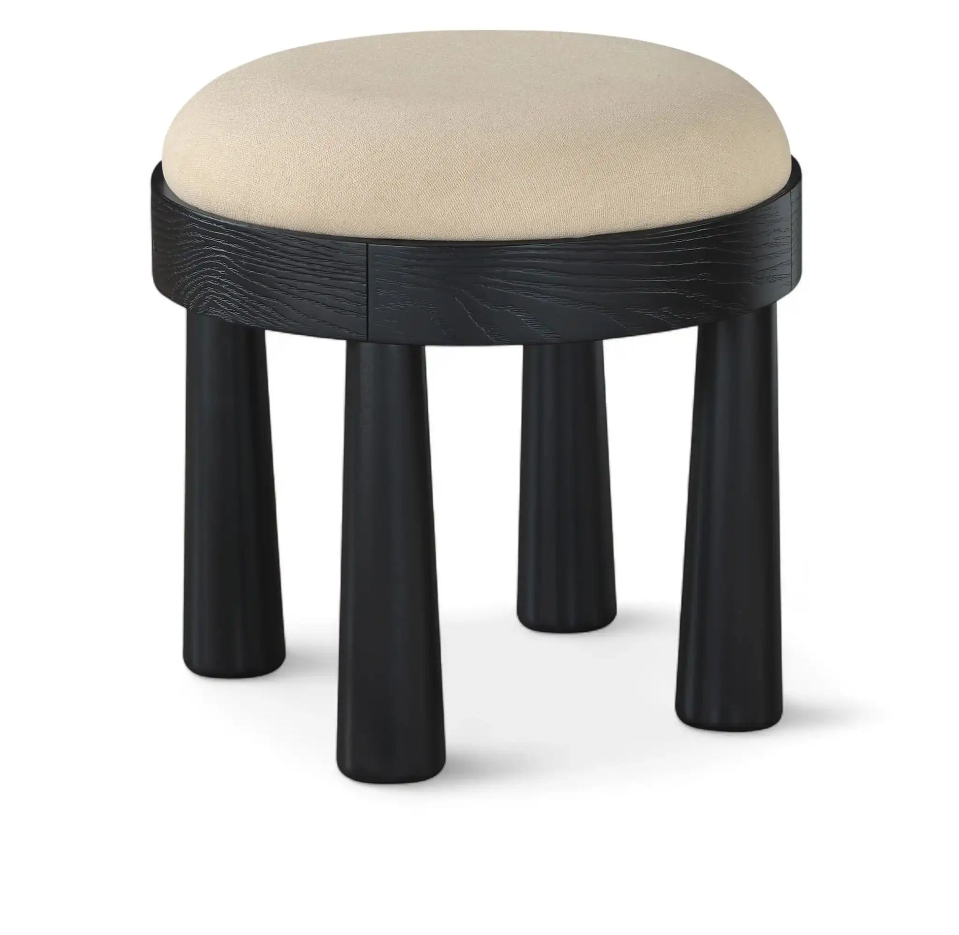 Larea - Linen Textured Fabric Ottoman - Black Base - Best Buy Furniture
