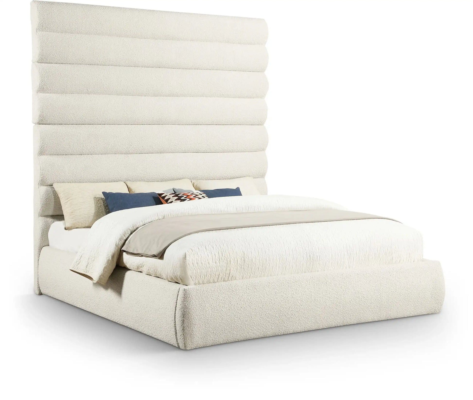 Adam - Boucle Fabric Bed With 89" Headboard - Best Buy Furniture