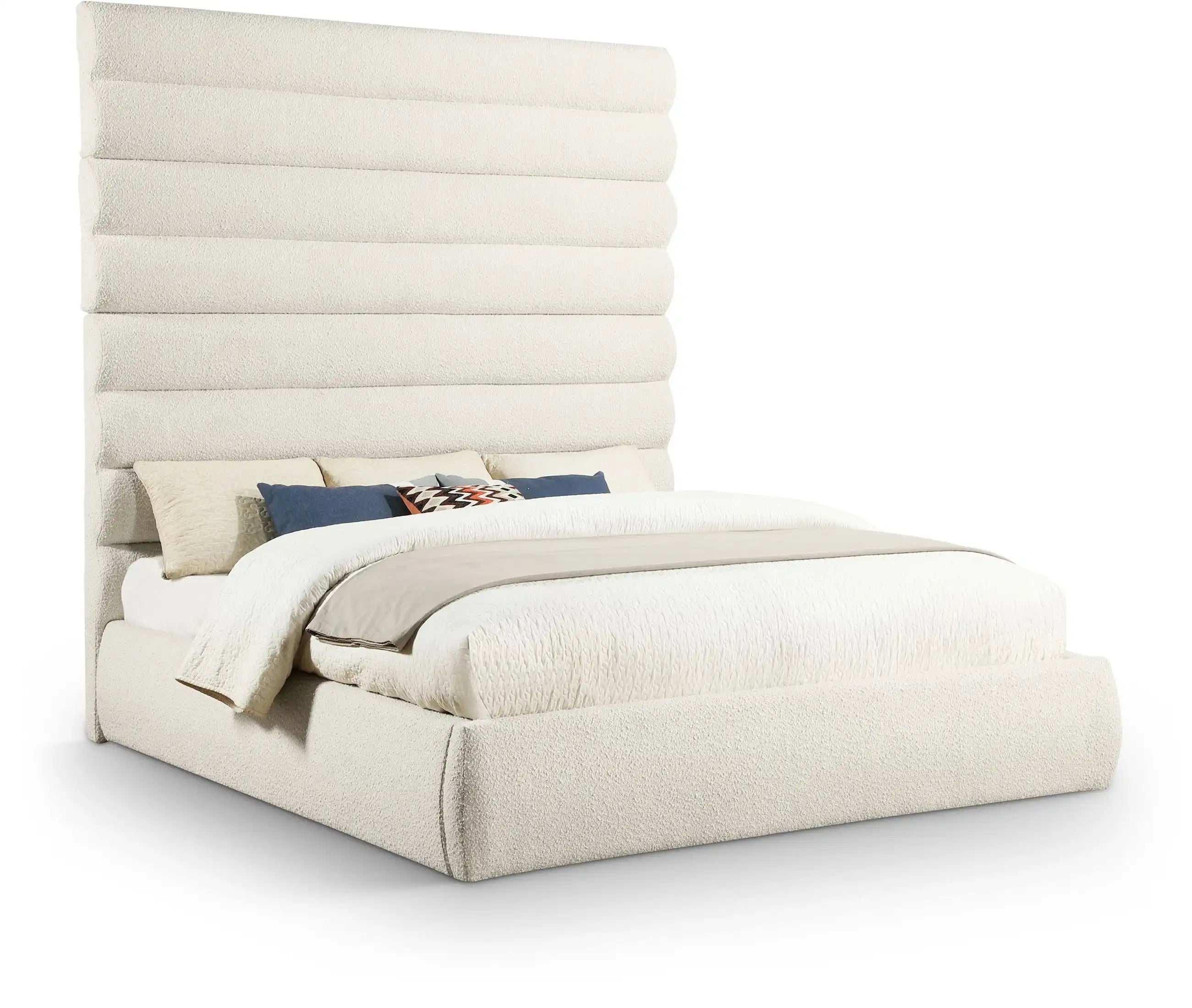 Adam - Boucle Fabric Bed With 89" Headboard - Best Buy Furniture