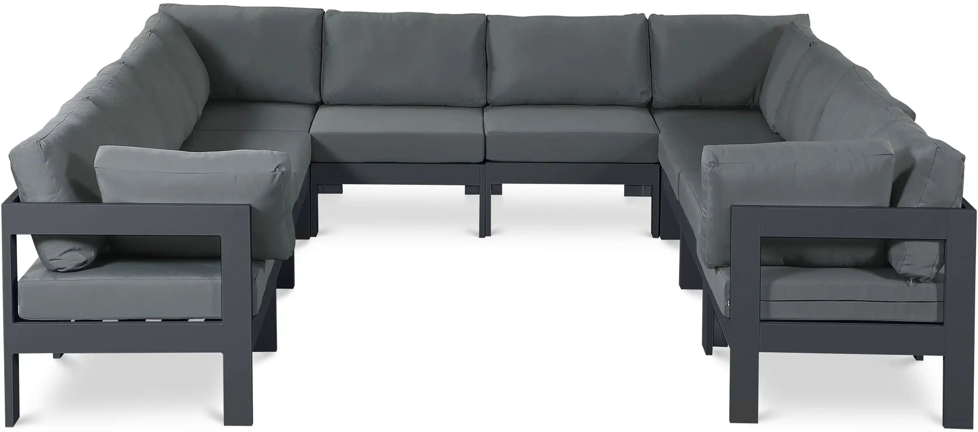 Nizuc - Outdoor Patio 10 Piece Modular Sectional With Gray Frame - Best Buy Furniture