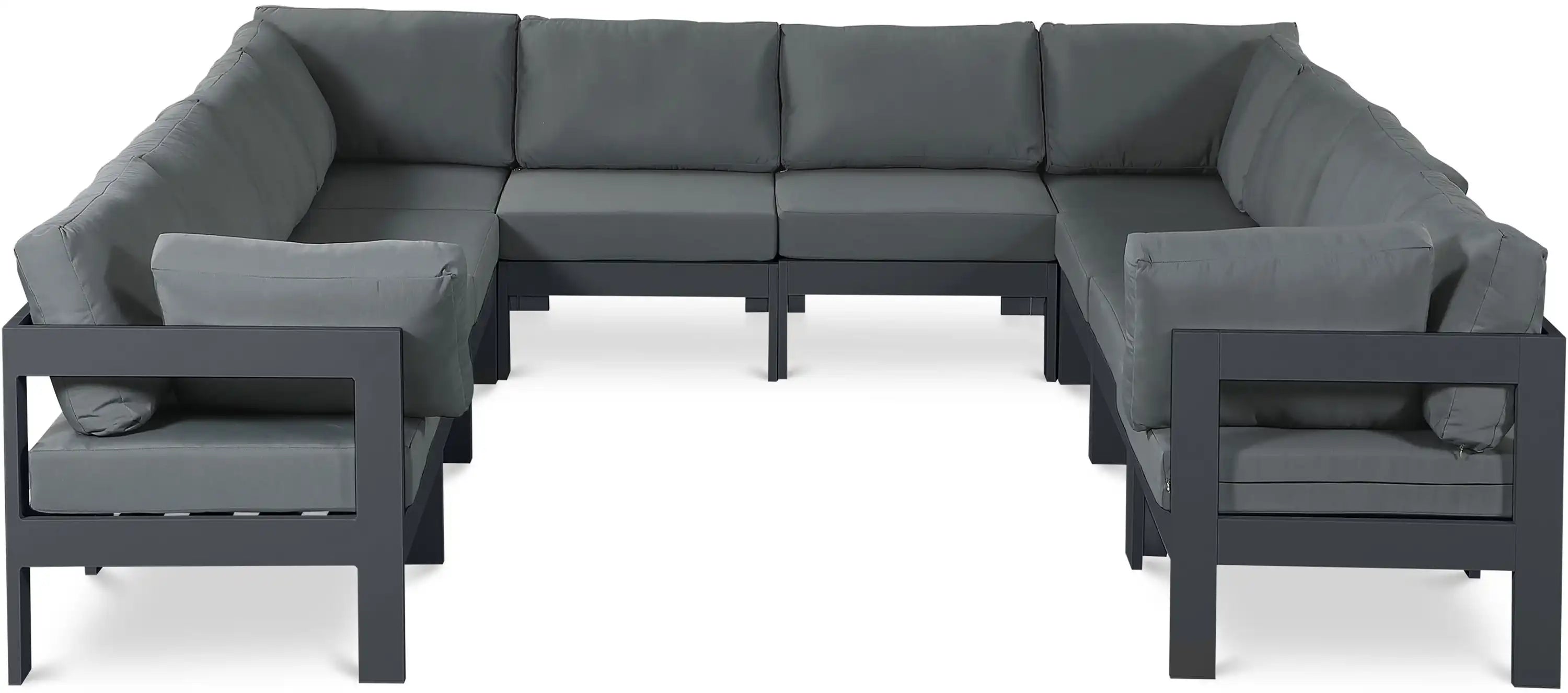Nizuc - Outdoor Patio 10 Piece Modular Sectional With Gray Frame - Best Buy Furniture