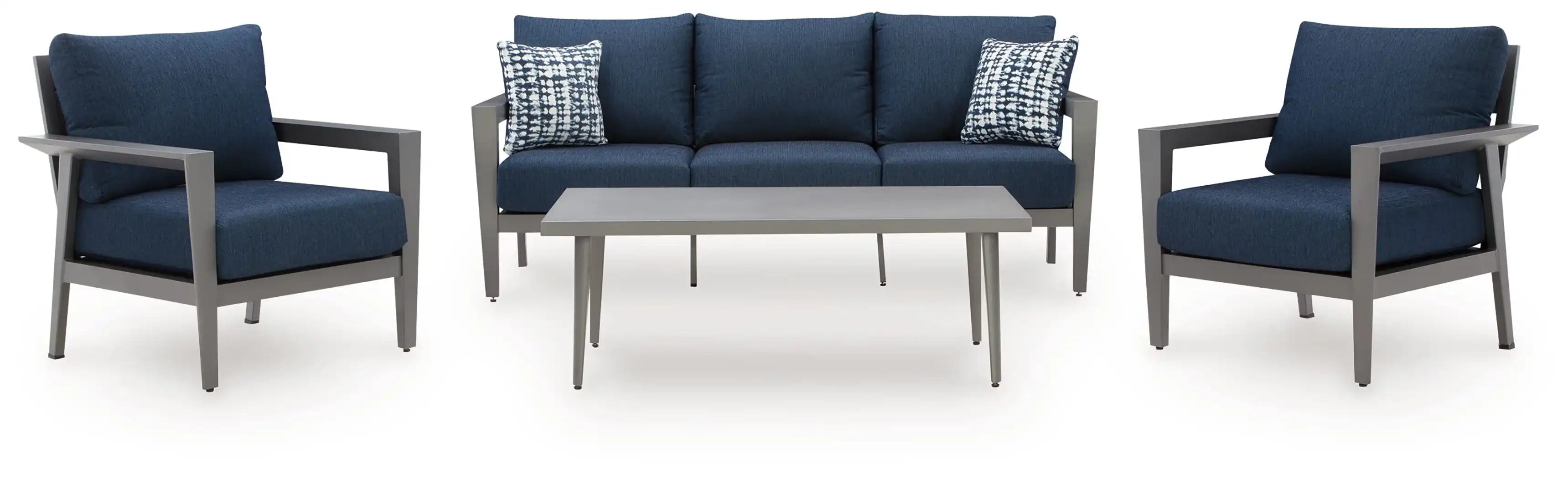 Gali - Sofa / Chairs / Table Set (Set of 4) - Gray / Blue - Best Buy Furniture