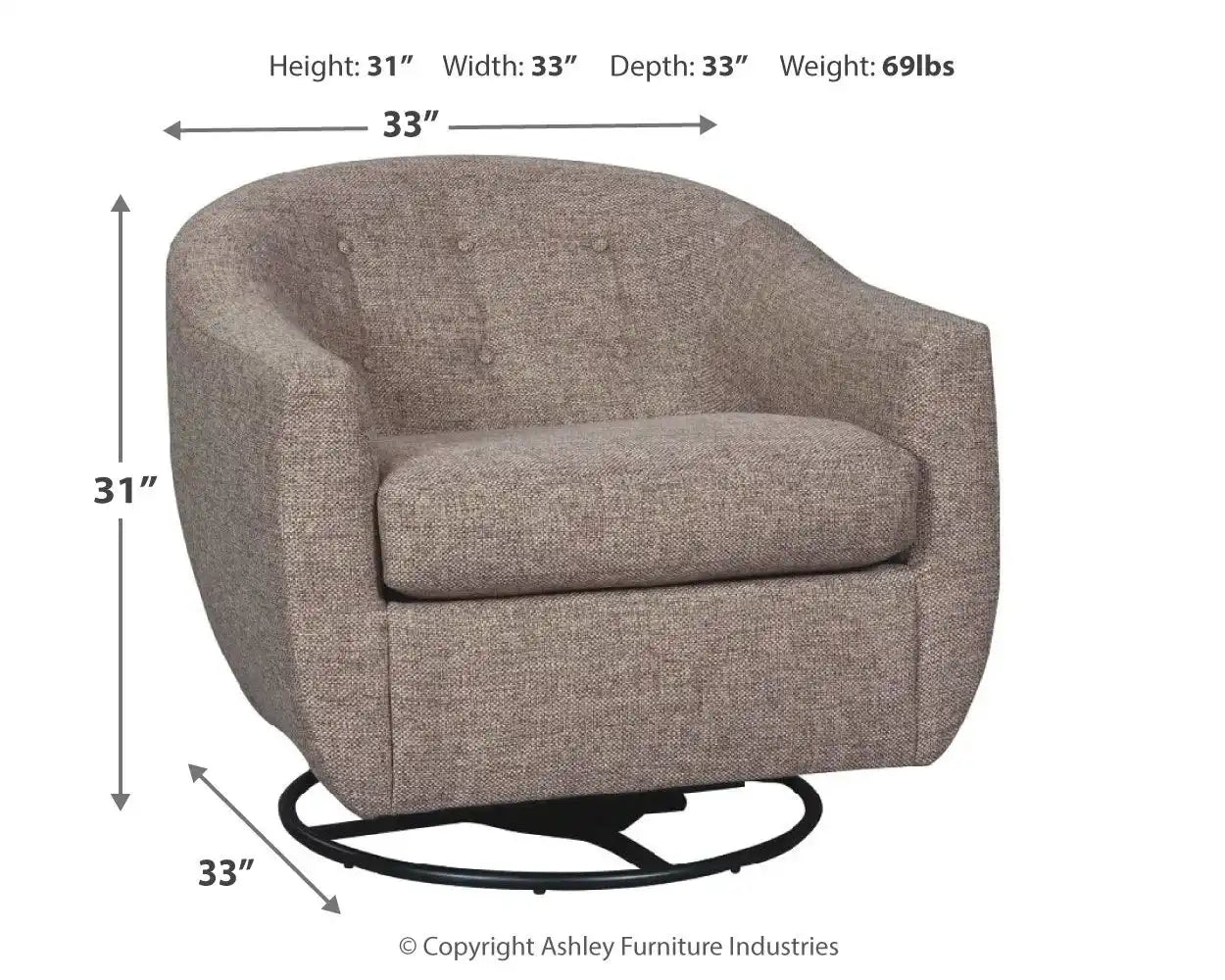 Upshur - Swivel Glider Accent Chair - Taupe - Best Buy Furniture