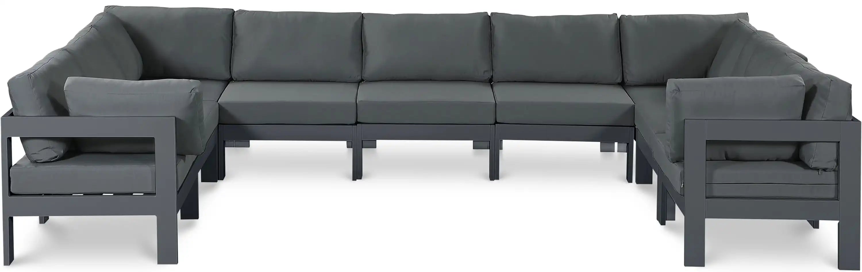 Nizuc - Outdoor Patio 9 Piece Modular Sectional With Gray Frame - Best Buy Furniture