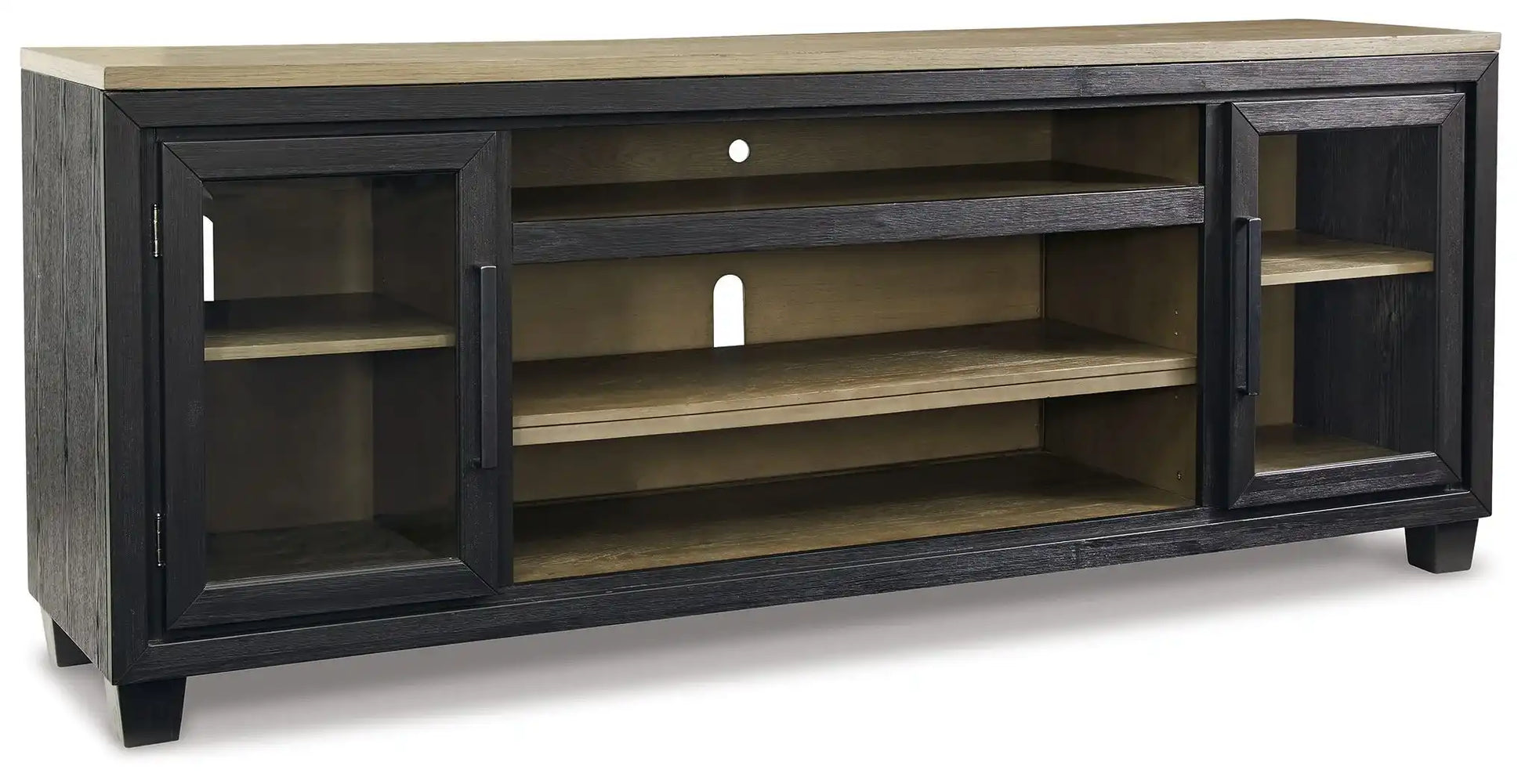 Foyland - XL TV Stand w/Fireplace Option - Black / Brown - Best Buy Furniture