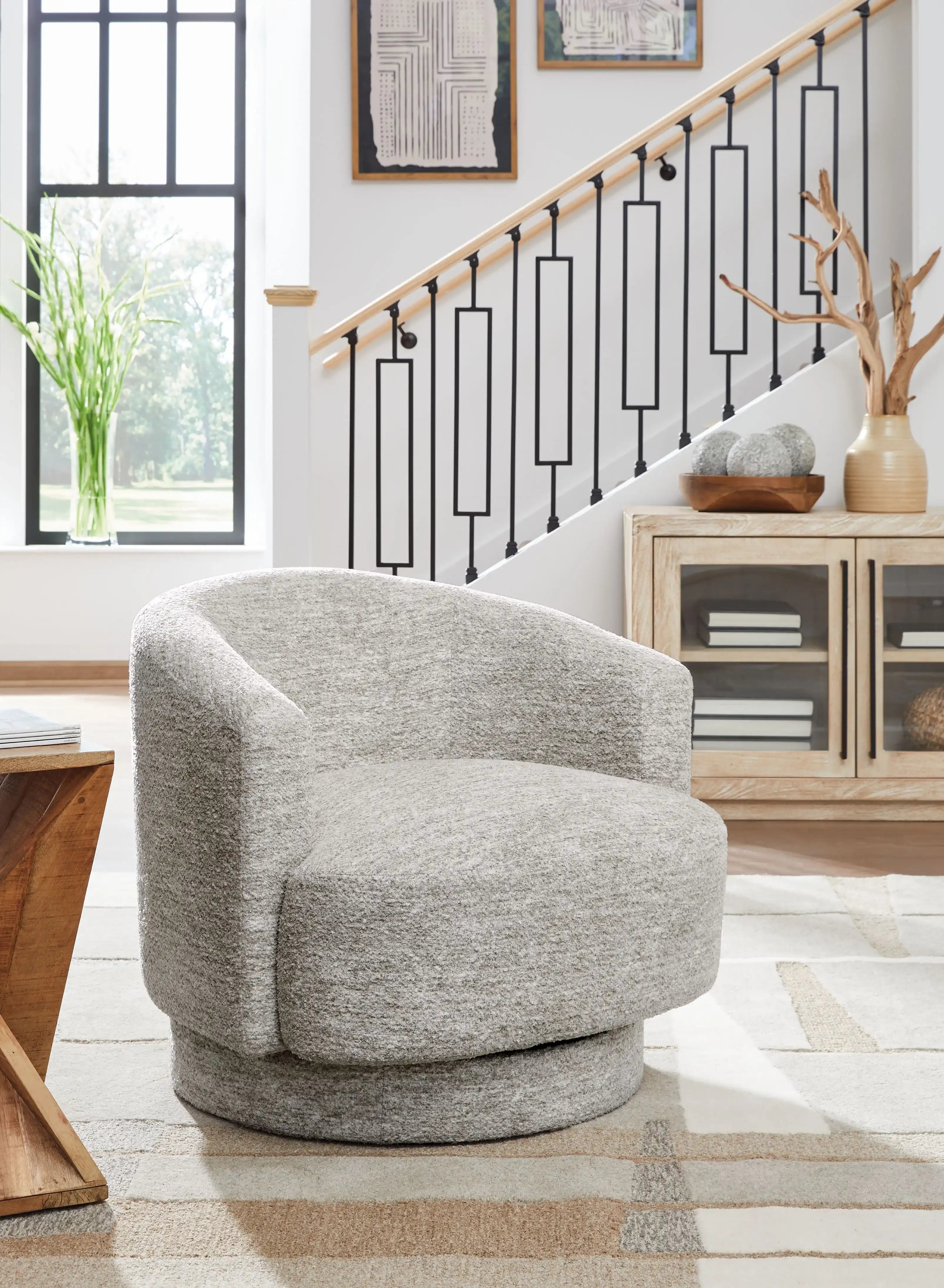 Wardsor - Swivel Chair - Stone - Best Buy Furniture