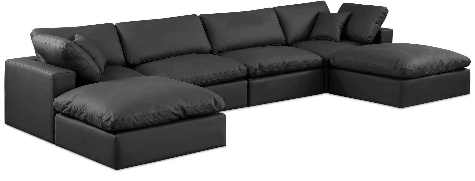Comfy - 6 Piece Faux Leather Modular Double Chaise Sectional - Best Buy Furniture