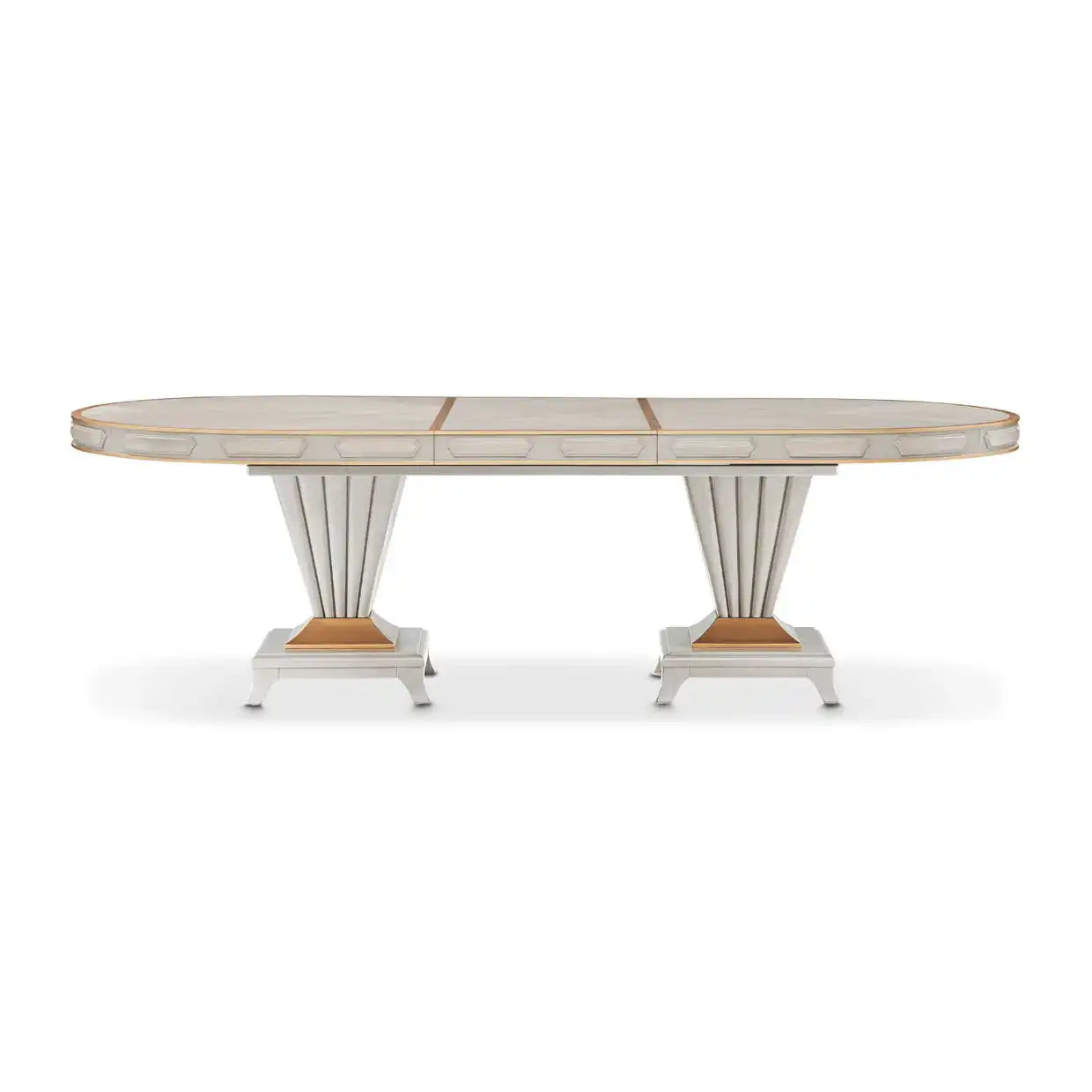 St. Charles - Double Pedestal Dining Table - Dove Gray - Best Buy Furniture