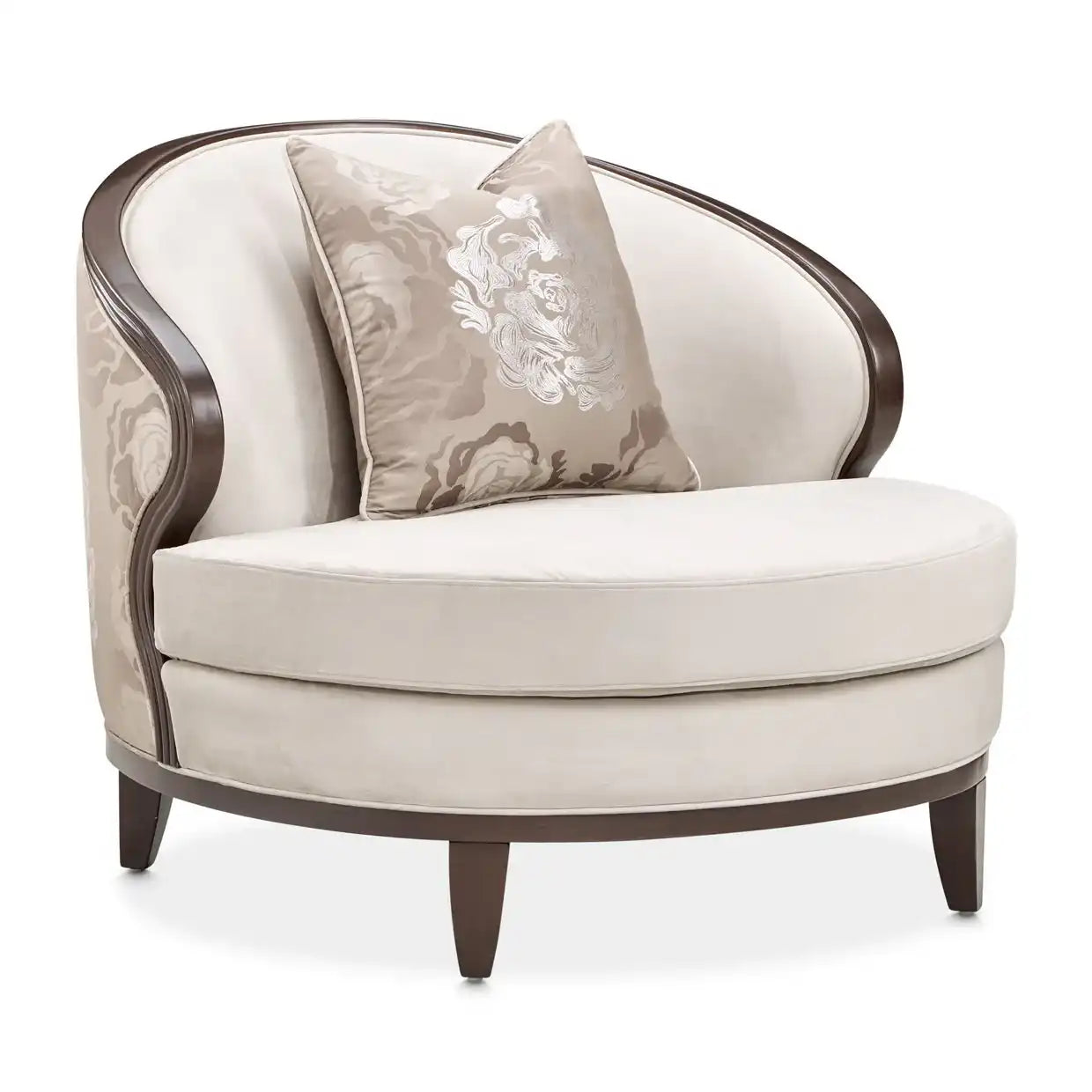 Camellia Field - Velvet Matching Chair - Beige / Dark Brown - Best Buy Furniture