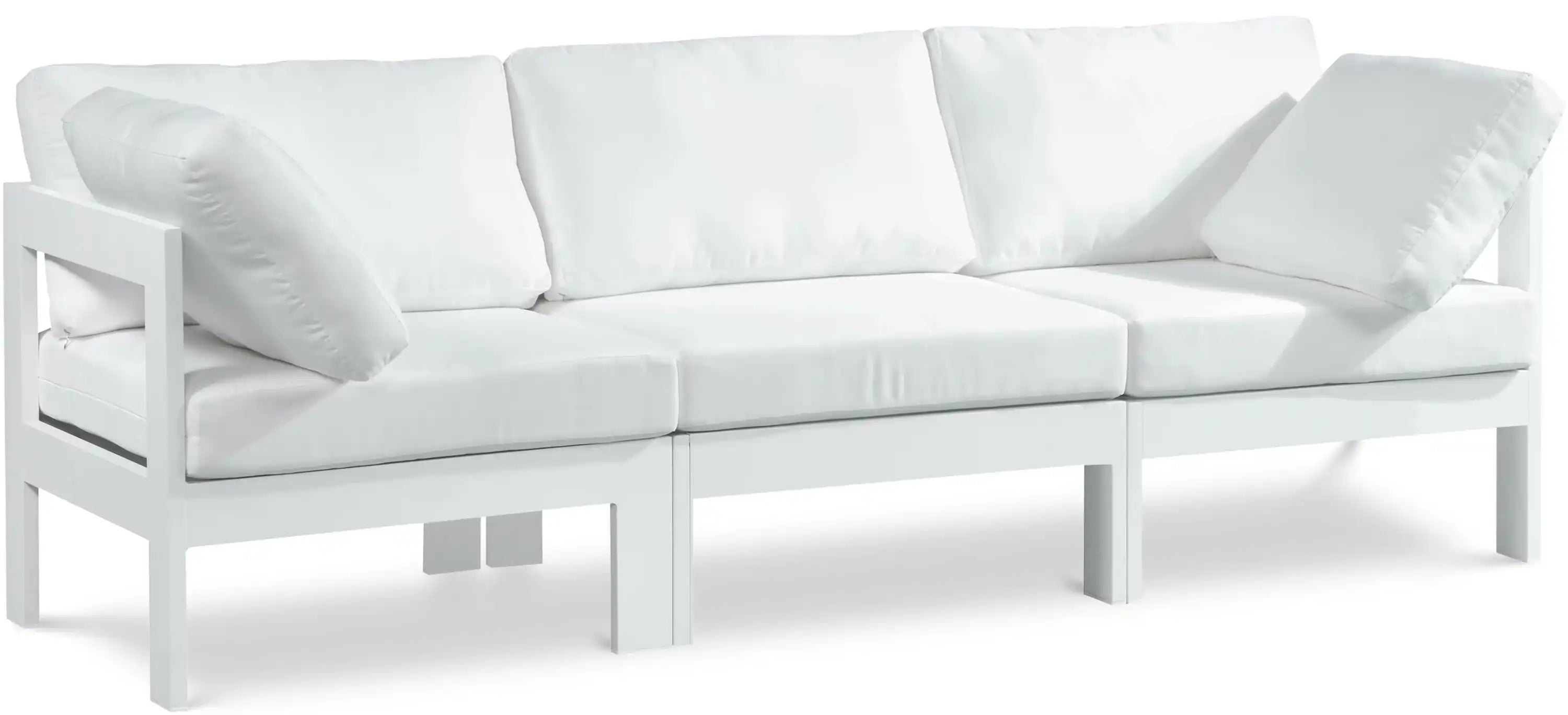 Nizuc - Outdoor Patio 3 Seat Modular Sofa With White Frame - Best Buy Furniture
