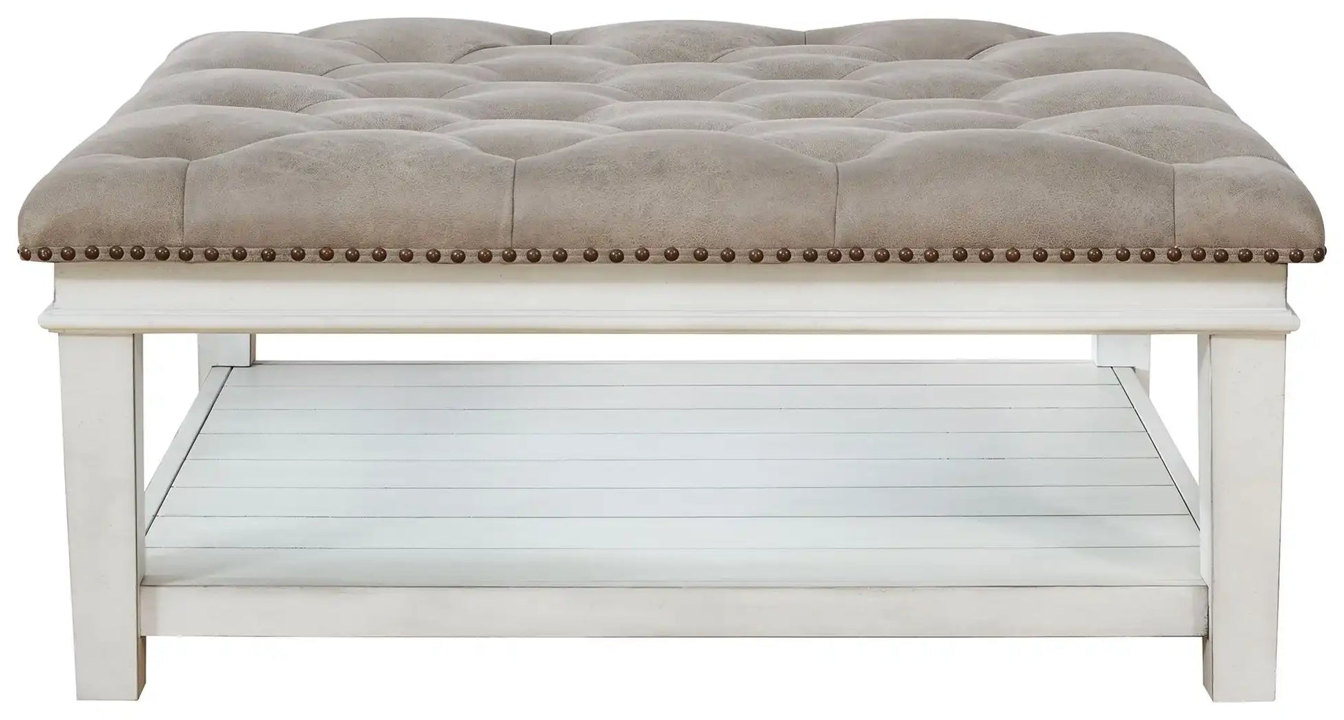 Kanwyn - Uph Ottoman Cocktail Table - Whitewash - Best Buy Furniture