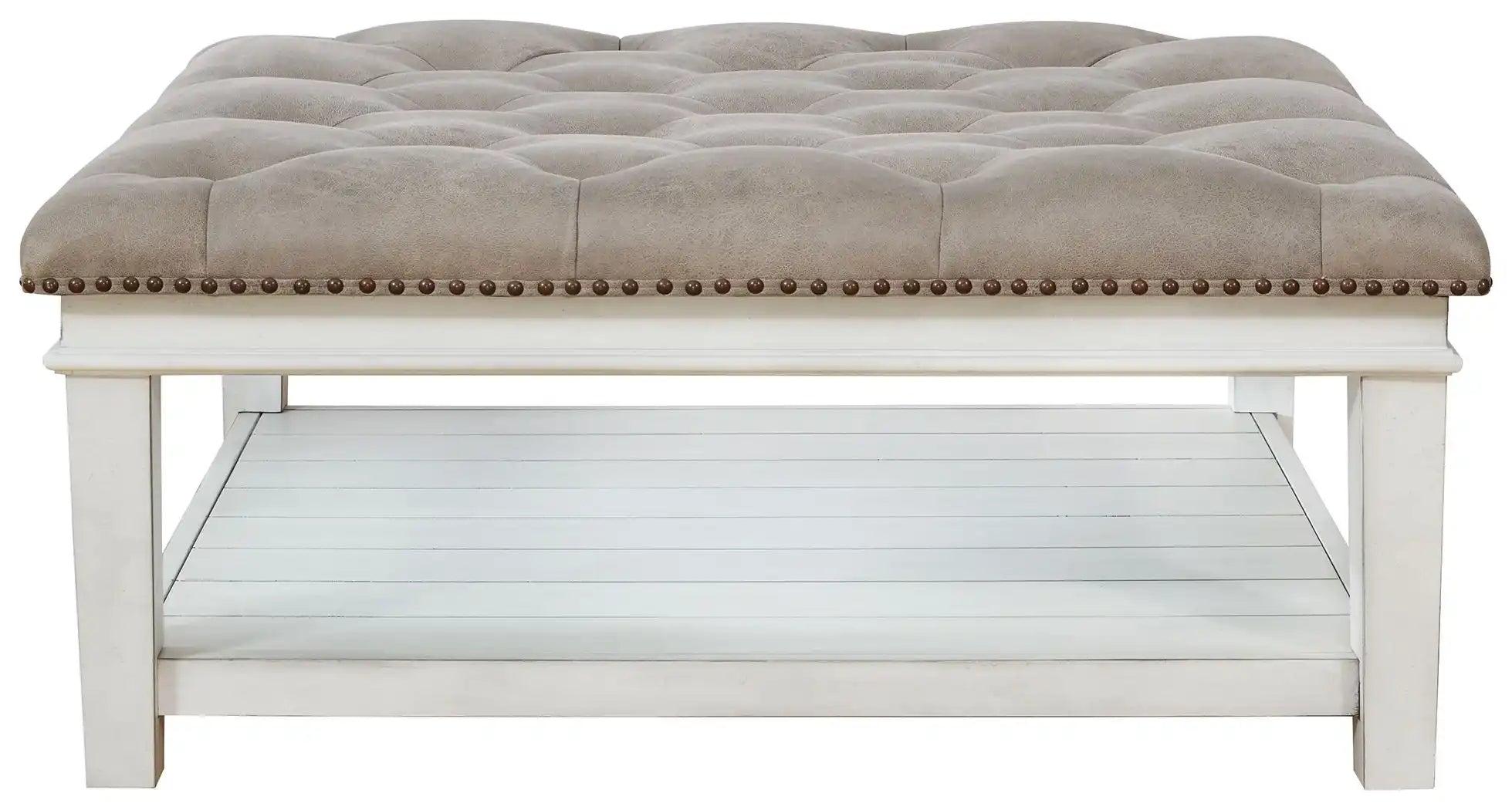 Kanwyn - Uph Ottoman Cocktail Table - Whitewash - Best Buy Furniture
