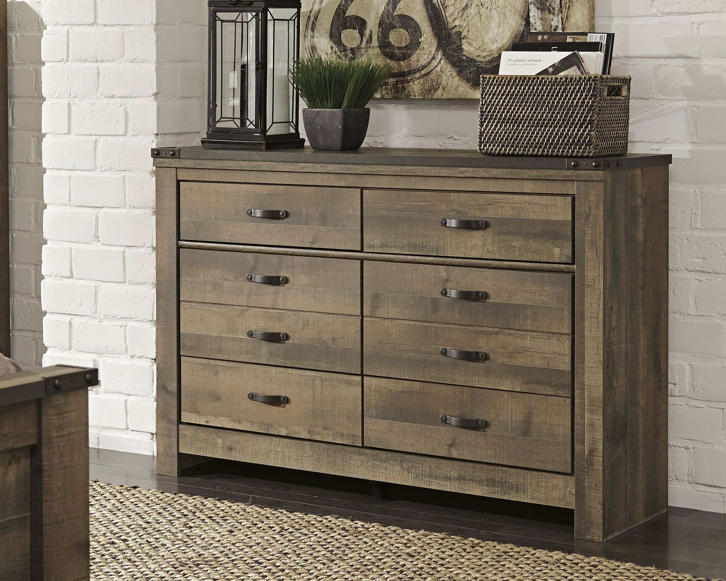 Trinell - Six Drawer Dresser - 61.34" x 15.98" x 42.99" - Brown Dark - Best Buy Furniture