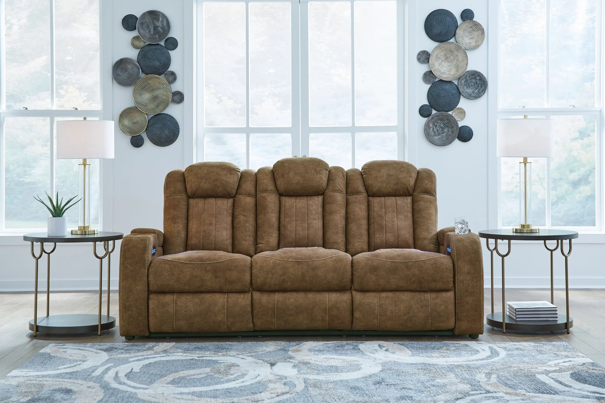 Wolfridge - Power Reclining Sofa With Adj Headrest - Brindle - Best Buy Furniture