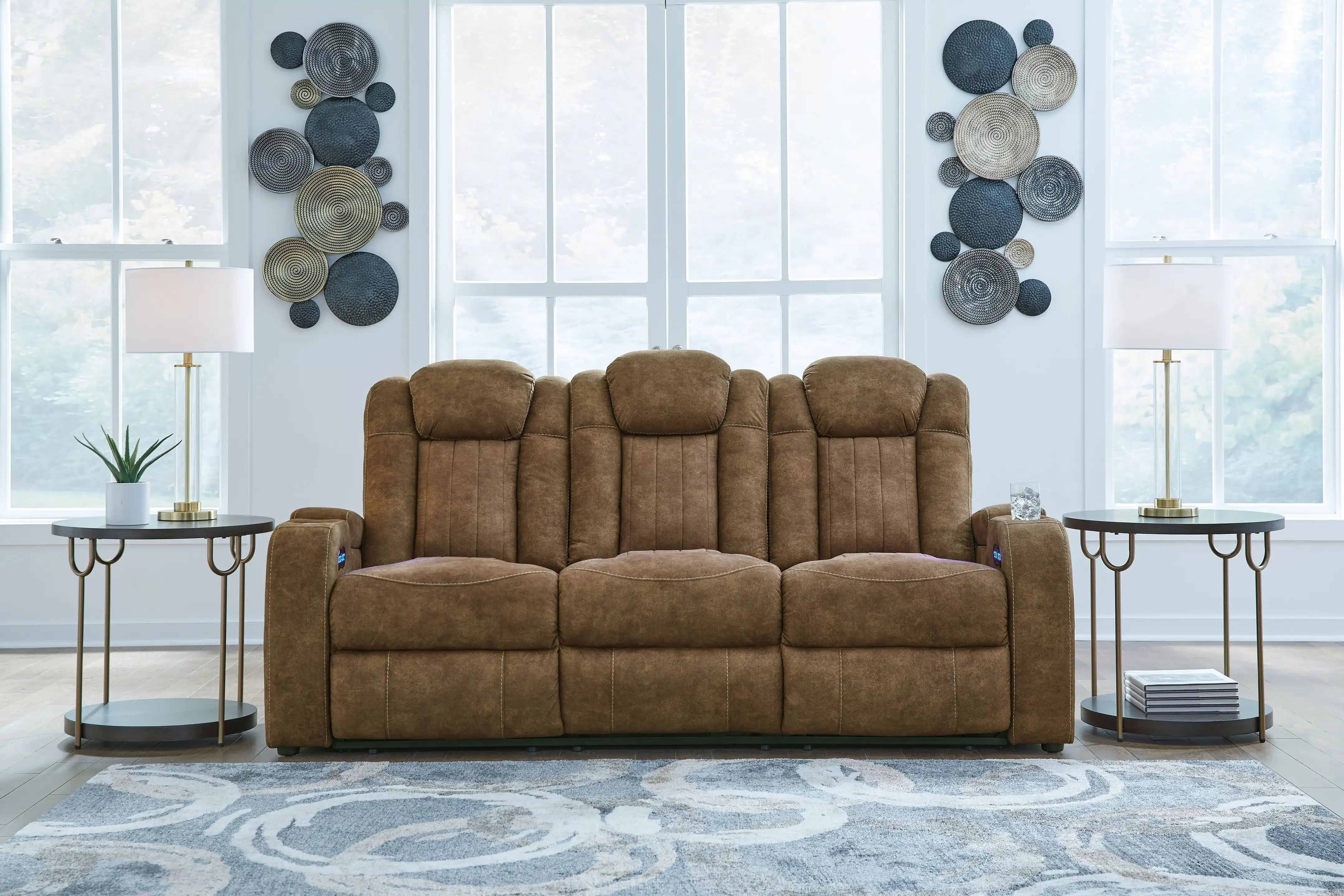 Wolfridge - Power Reclining Sofa With Adj Headrest - Brindle - Best Buy Furniture