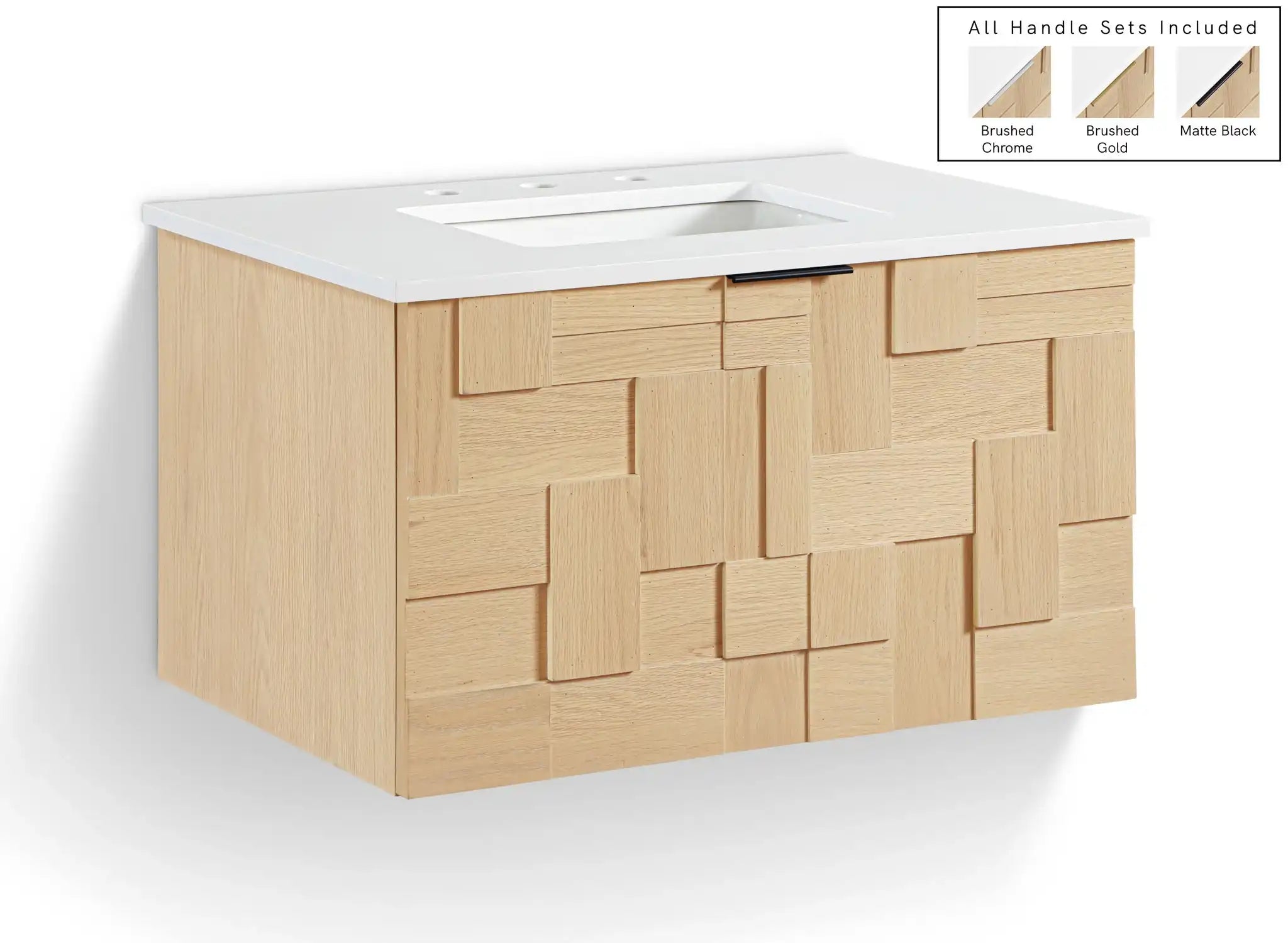 Leonardo - Engineered Stone And Solid Wood 24" Wall Mounted Bathroom Vanity - Best Buy Furniture