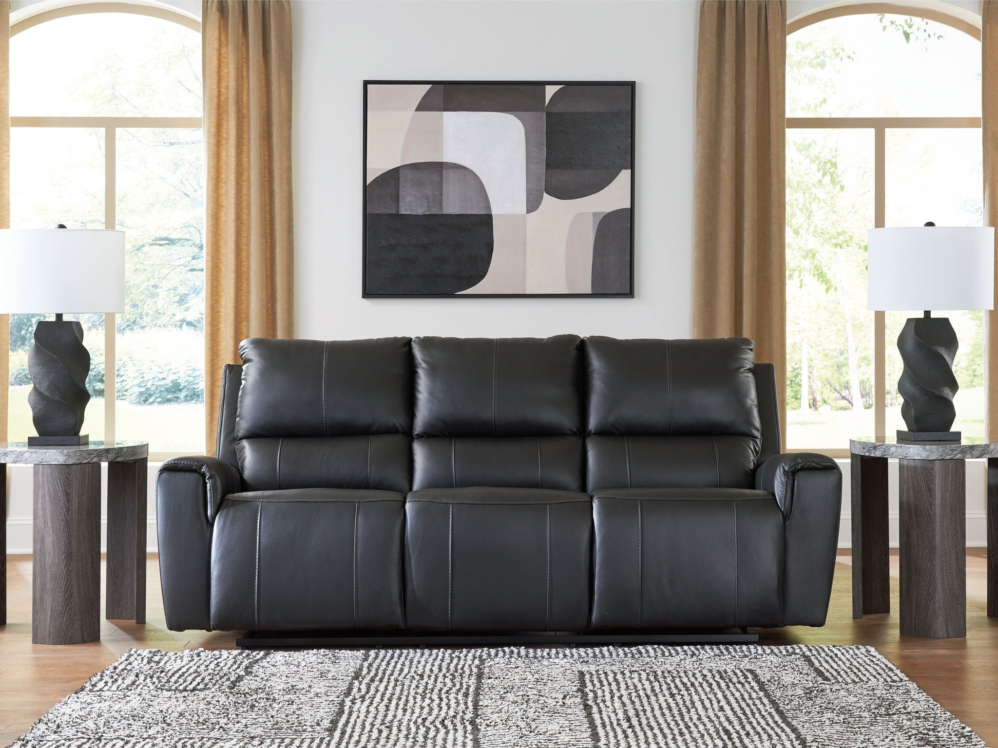 Glossmore - Reclining Sofa - Black - Best Buy Furniture