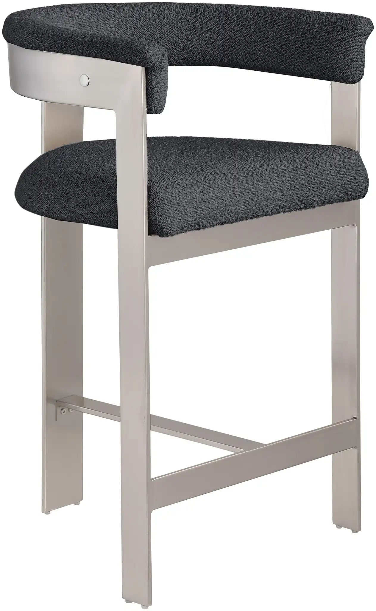 Romeo - Boucle Counter Stool With Silver Base (Set of 2)