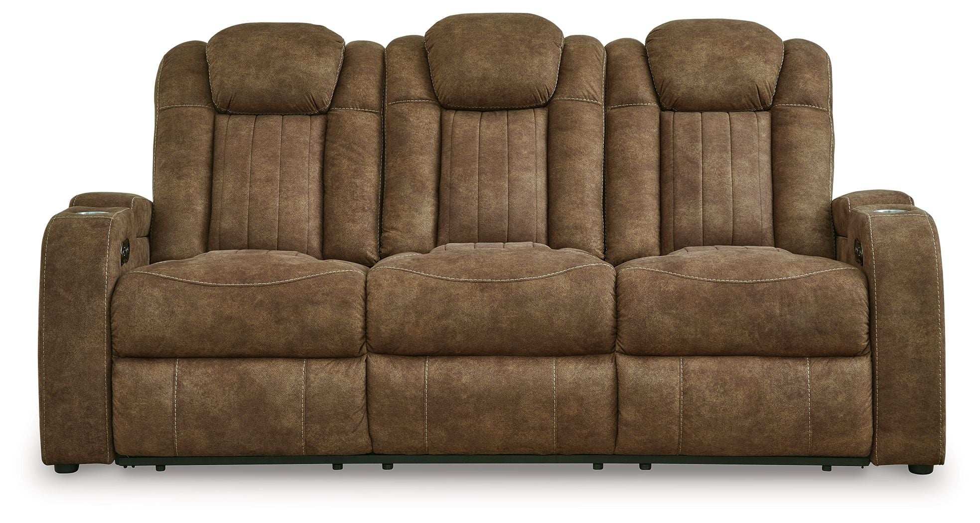 Wolfridge - Power Reclining Sofa With Adj Headrest - Brindle - Best Buy Furniture
