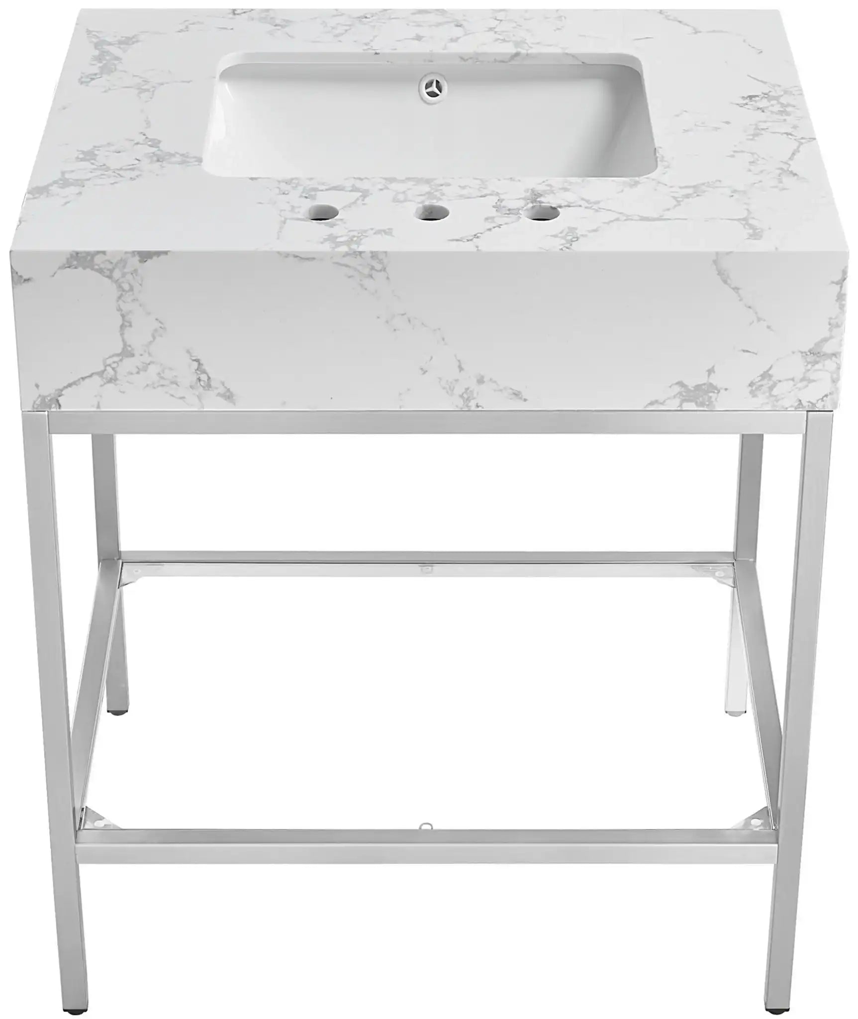 Marmo - Engineered Marble Bathroom Vanity With Chrome Base