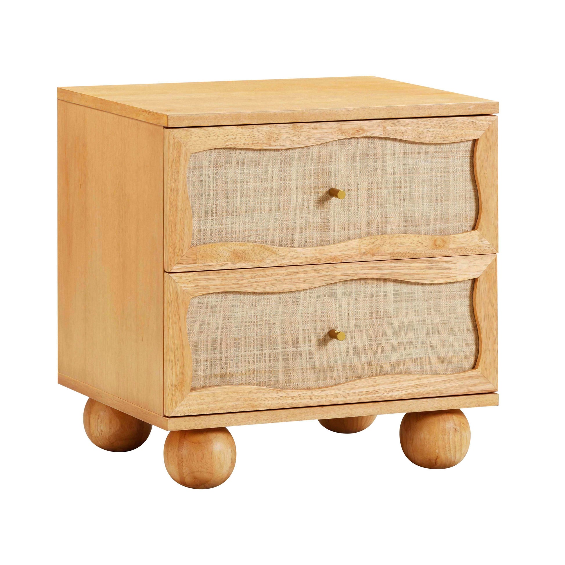 Grappa - Wood & Rattan Wavy Nightstand - Natural - Best Buy Furniture