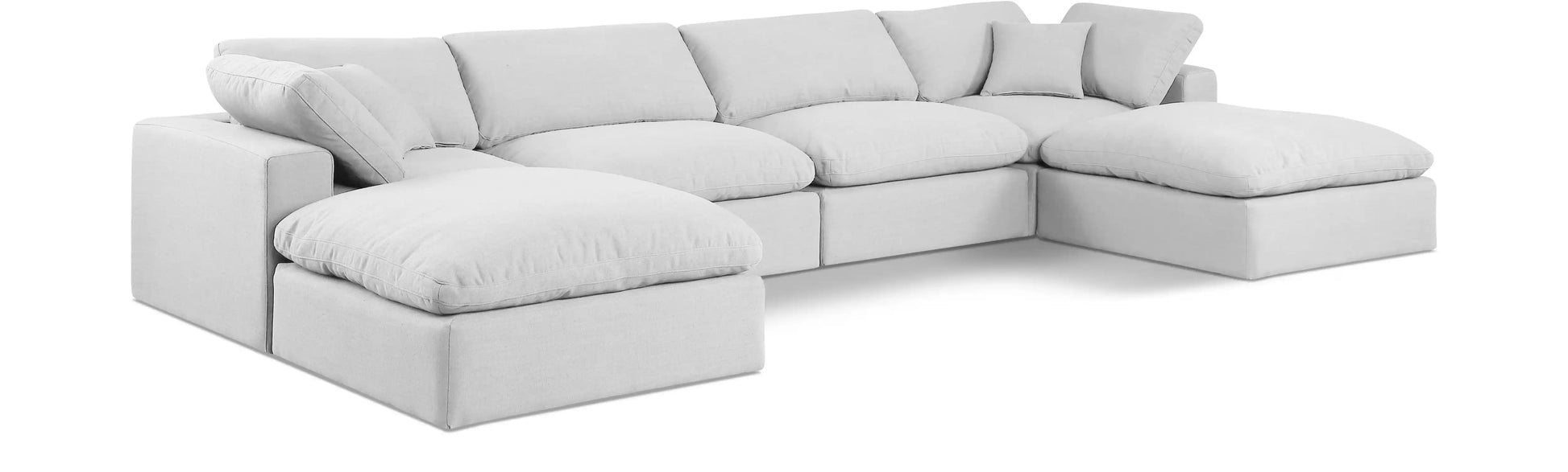 Comfy - 6 Piece Linen Modular Double Chaise Sectional - Best Buy Furniture