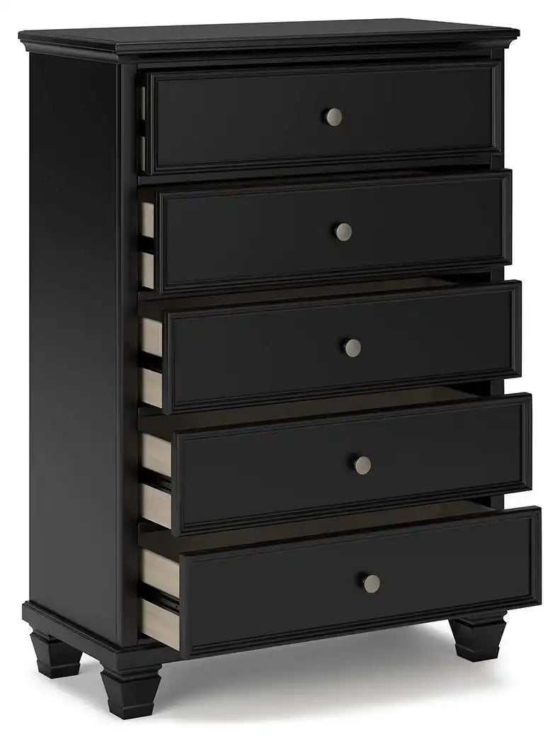 Lanolee - Five Drawer Chest - Black - Best Buy Furniture