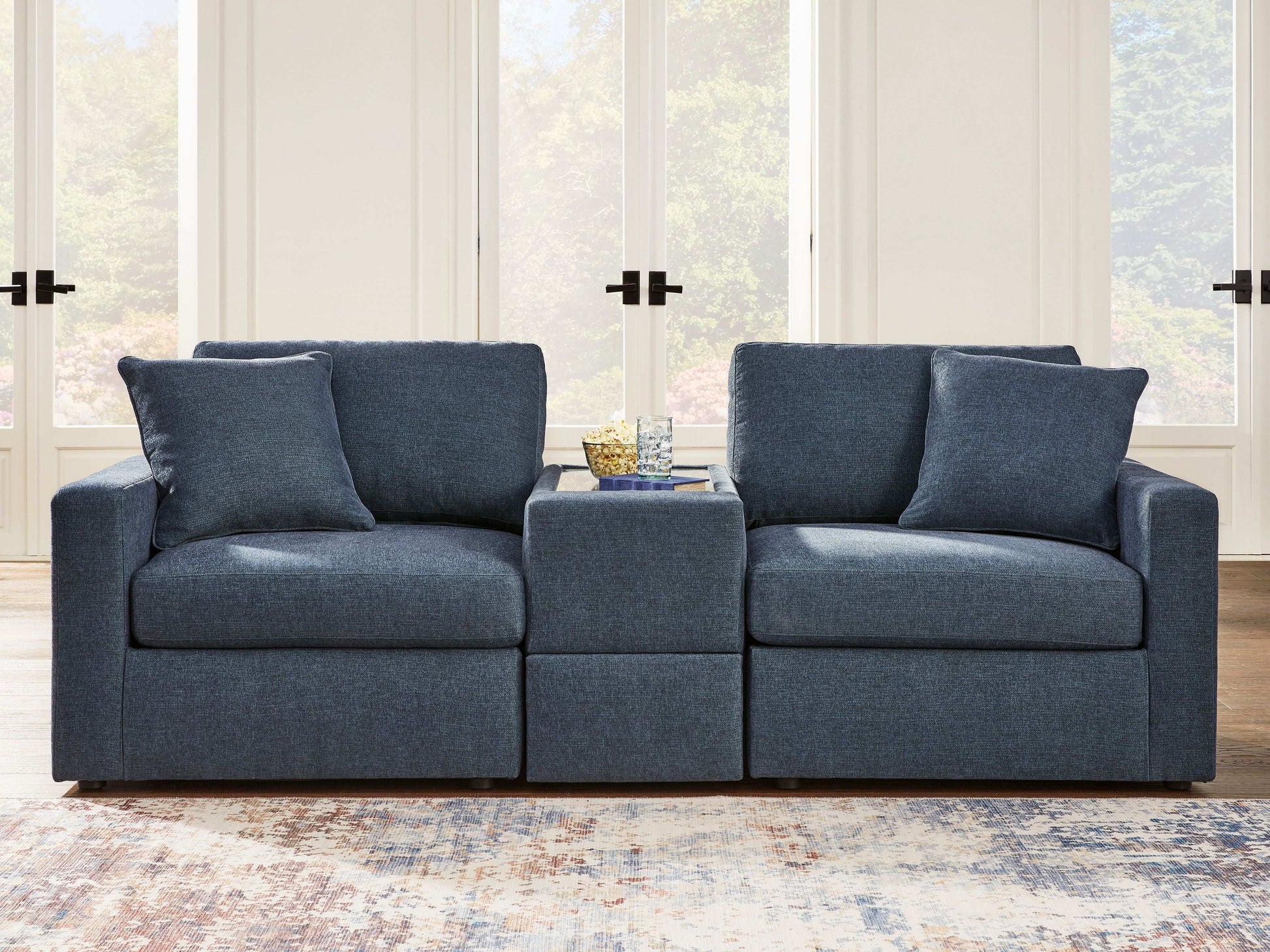 Modmax - 3-Piece Sectional Sofa With Storage Console - Fabric - Ink - Best Buy Furniture