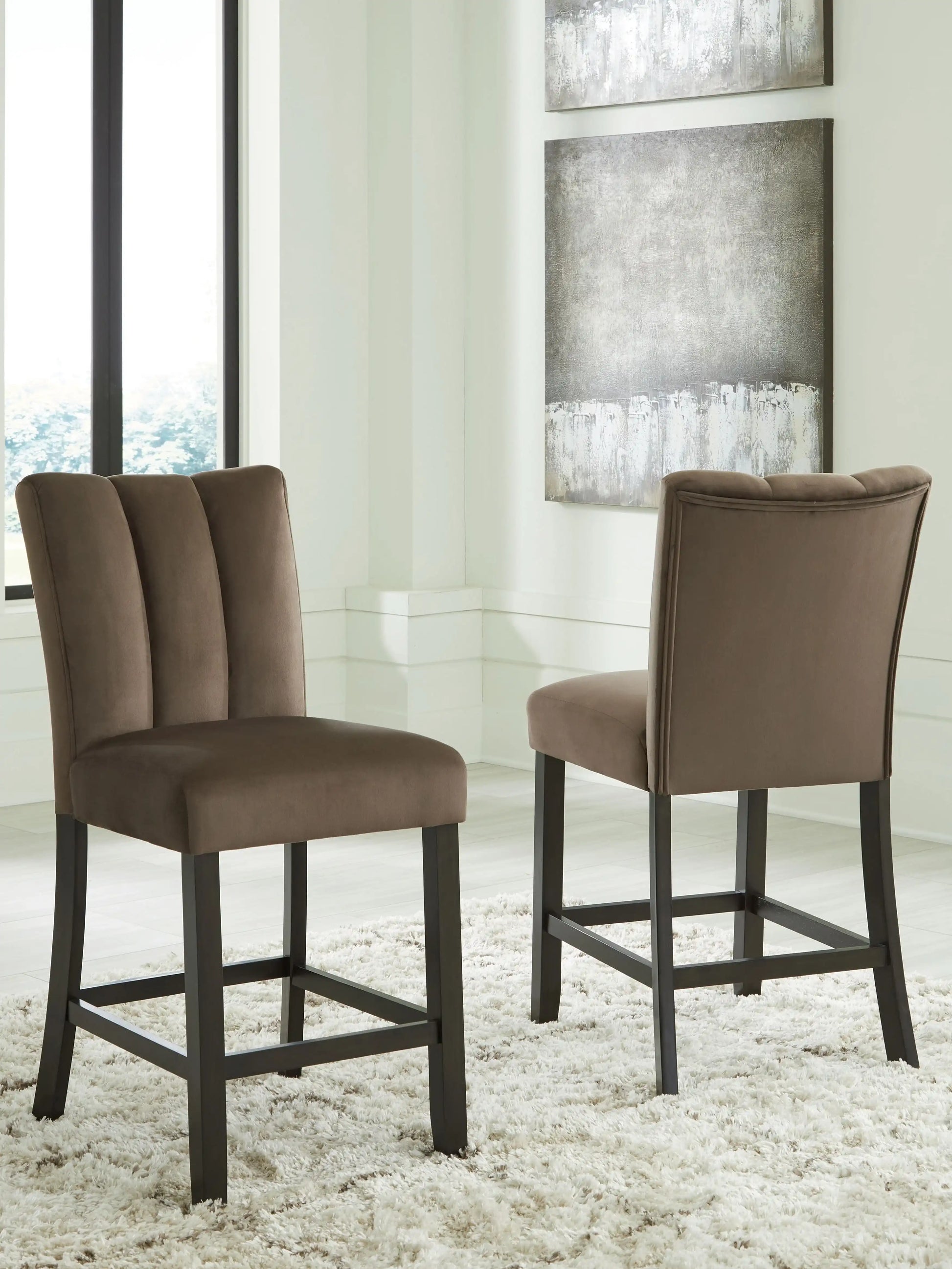 Jeshina - Upholstered Barstool (Set of 2) - Mocha - Best Buy Furniture