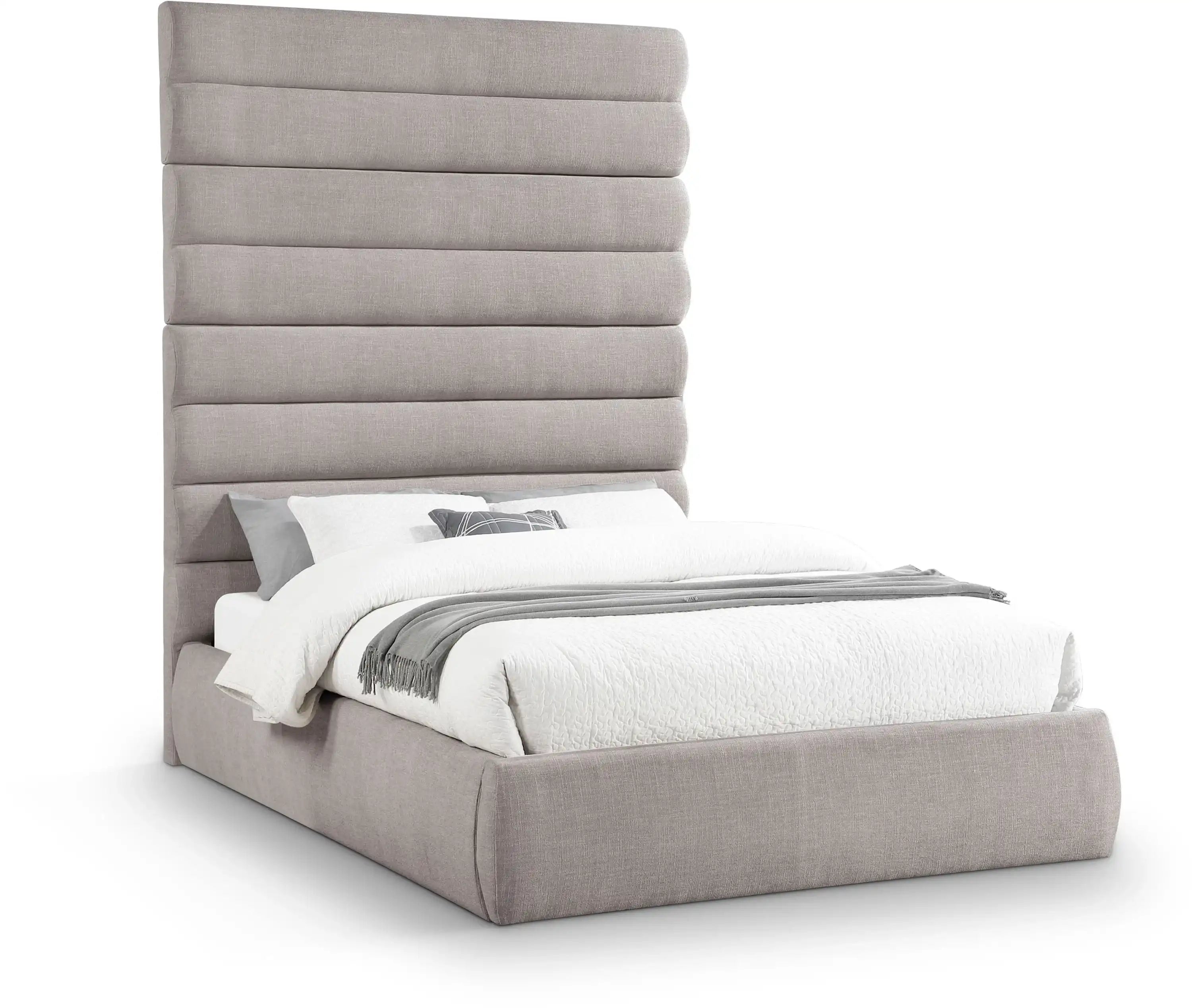 Adam - Linen Fabric Bed With 89" Headboard - Best Buy Furniture