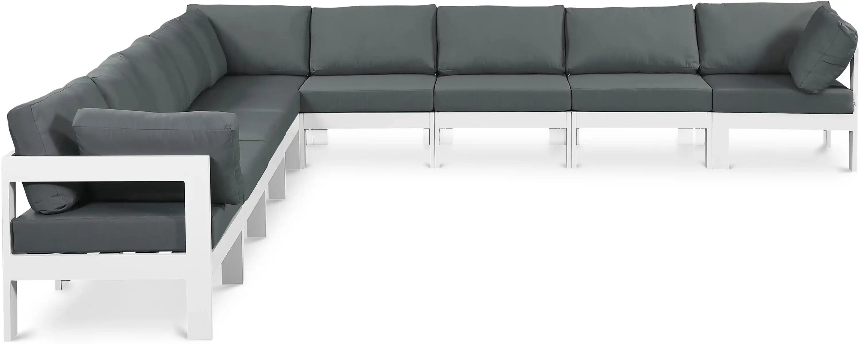 Nizuc - Outdoor Patio 9 Piece Modular Sectional With White Frame - Best Buy Furniture