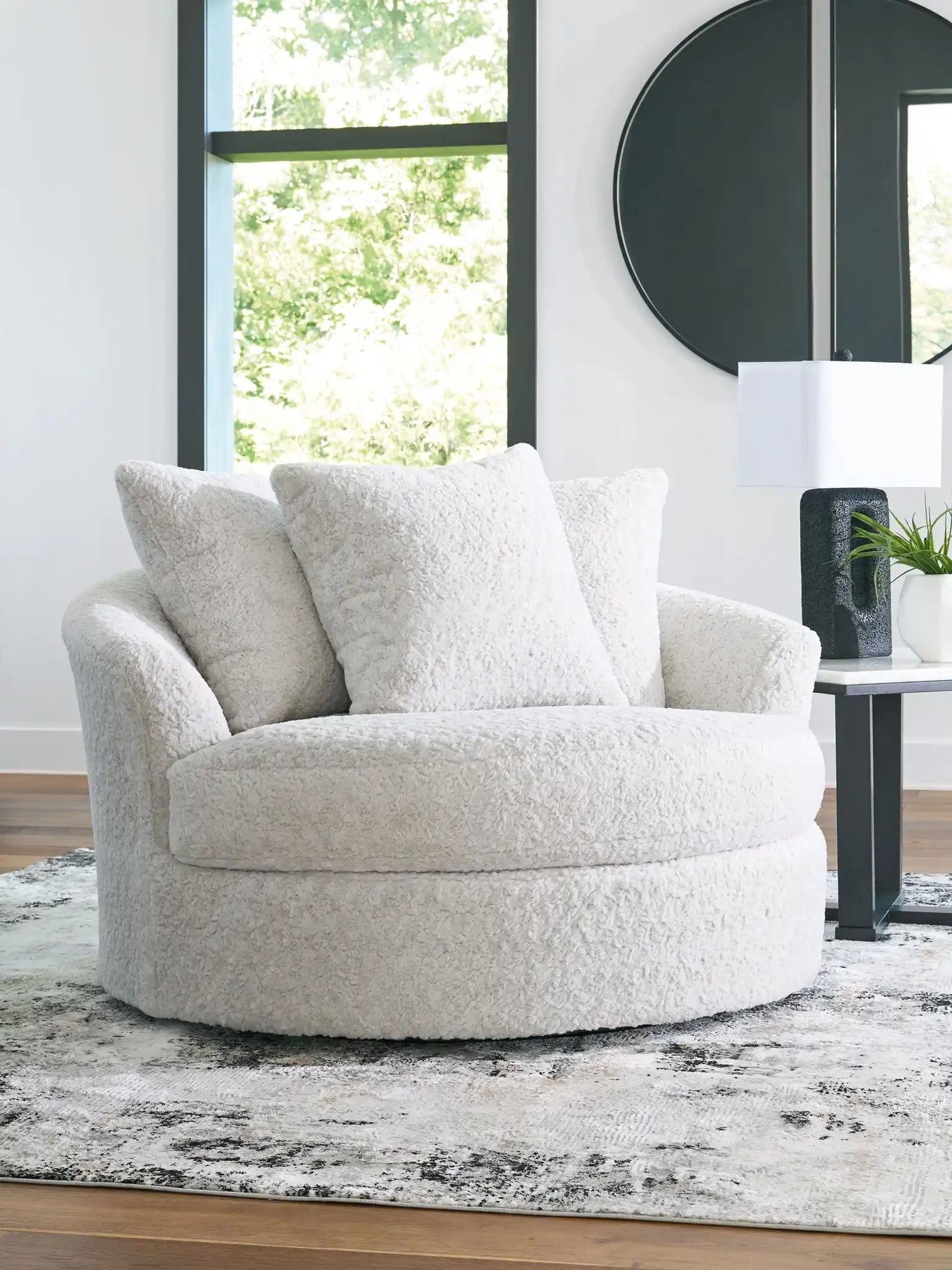 Cuddle Plush - Oversized Swivel Accent Chair - Arctic - Best Buy Furniture