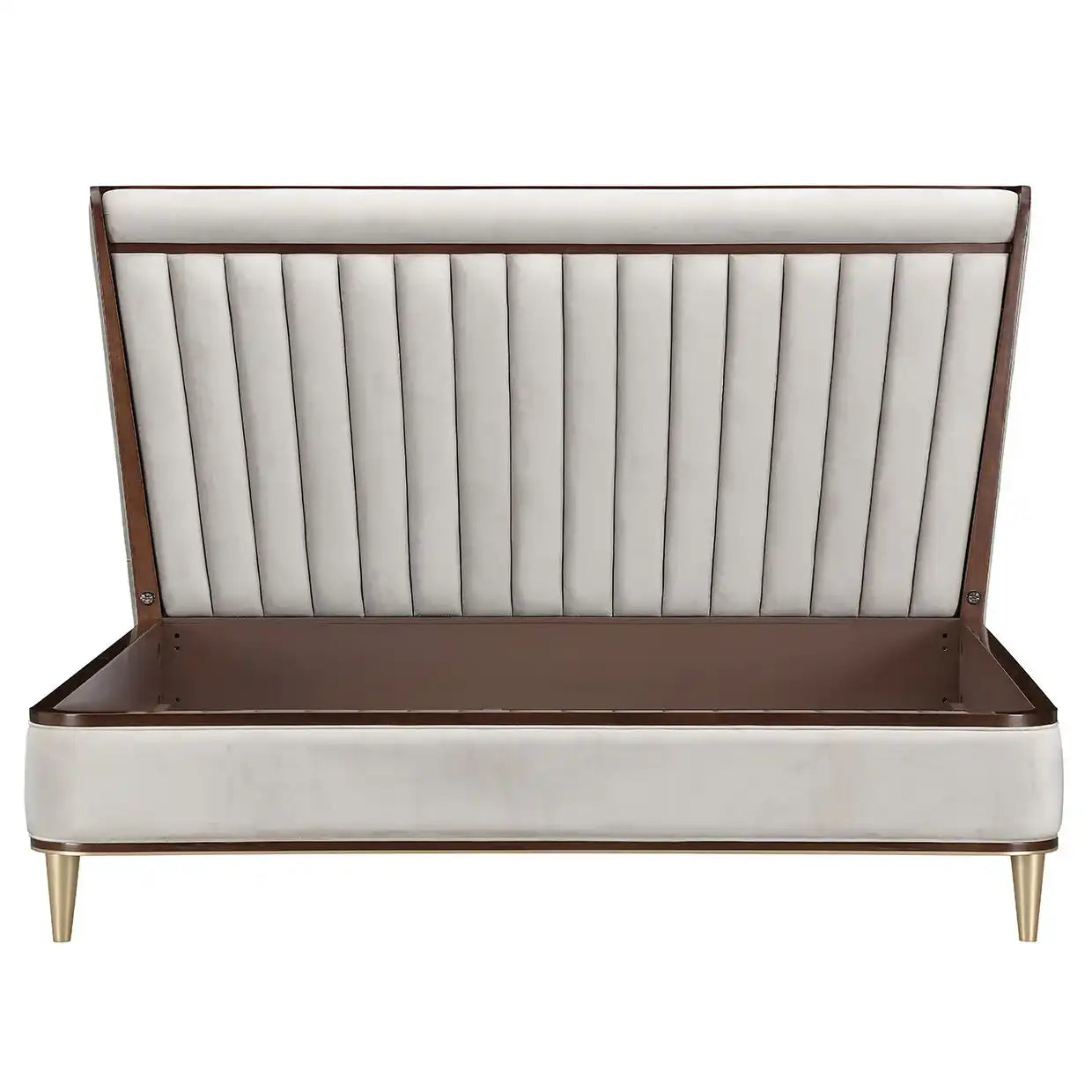 Houston - Eastern King Channel Tufted Panel Bed - Porcini / Walnut - Best Buy Furniture