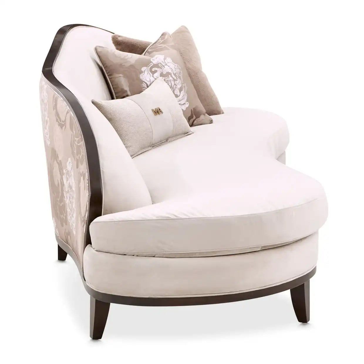 Camellia Field - Asymmetrical Velvet Sofa - Beige / Dark Brown - Best Buy Furniture