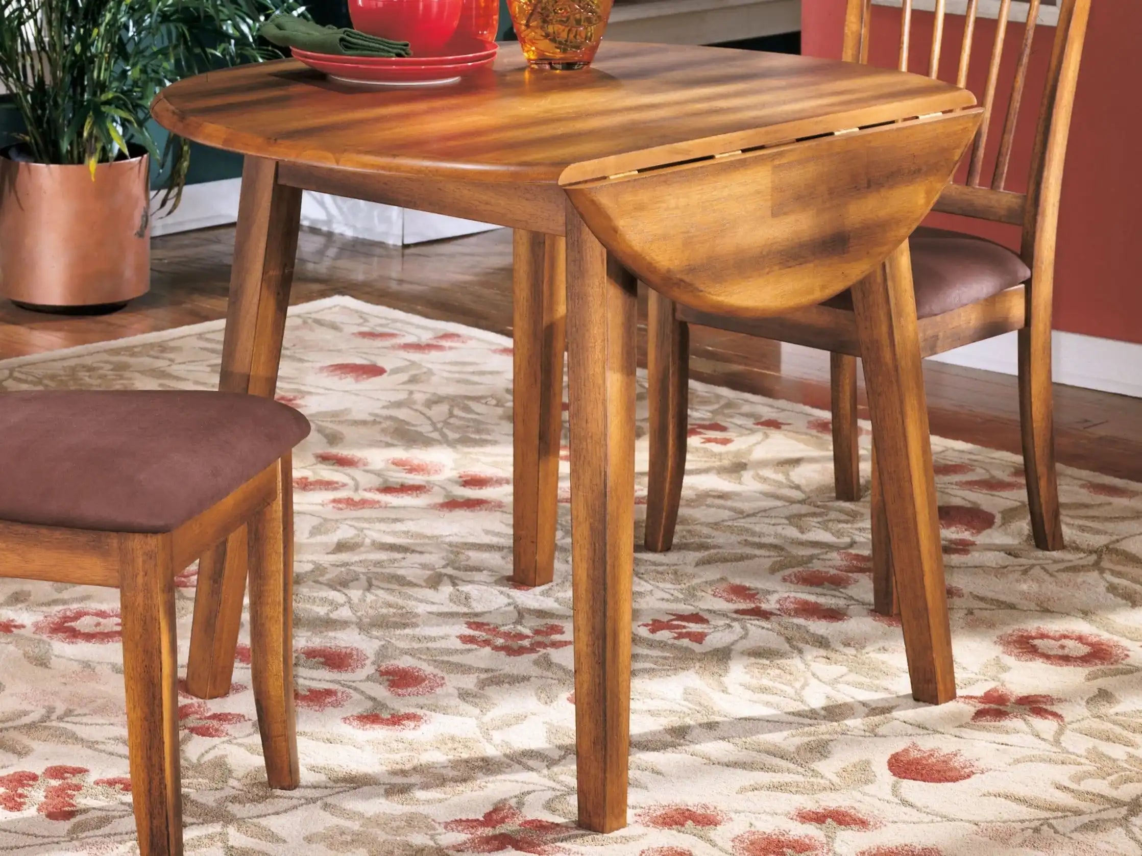 Berringer - Round DRM Drop Leaf Table - Rustic Brown - Best Buy Furniture