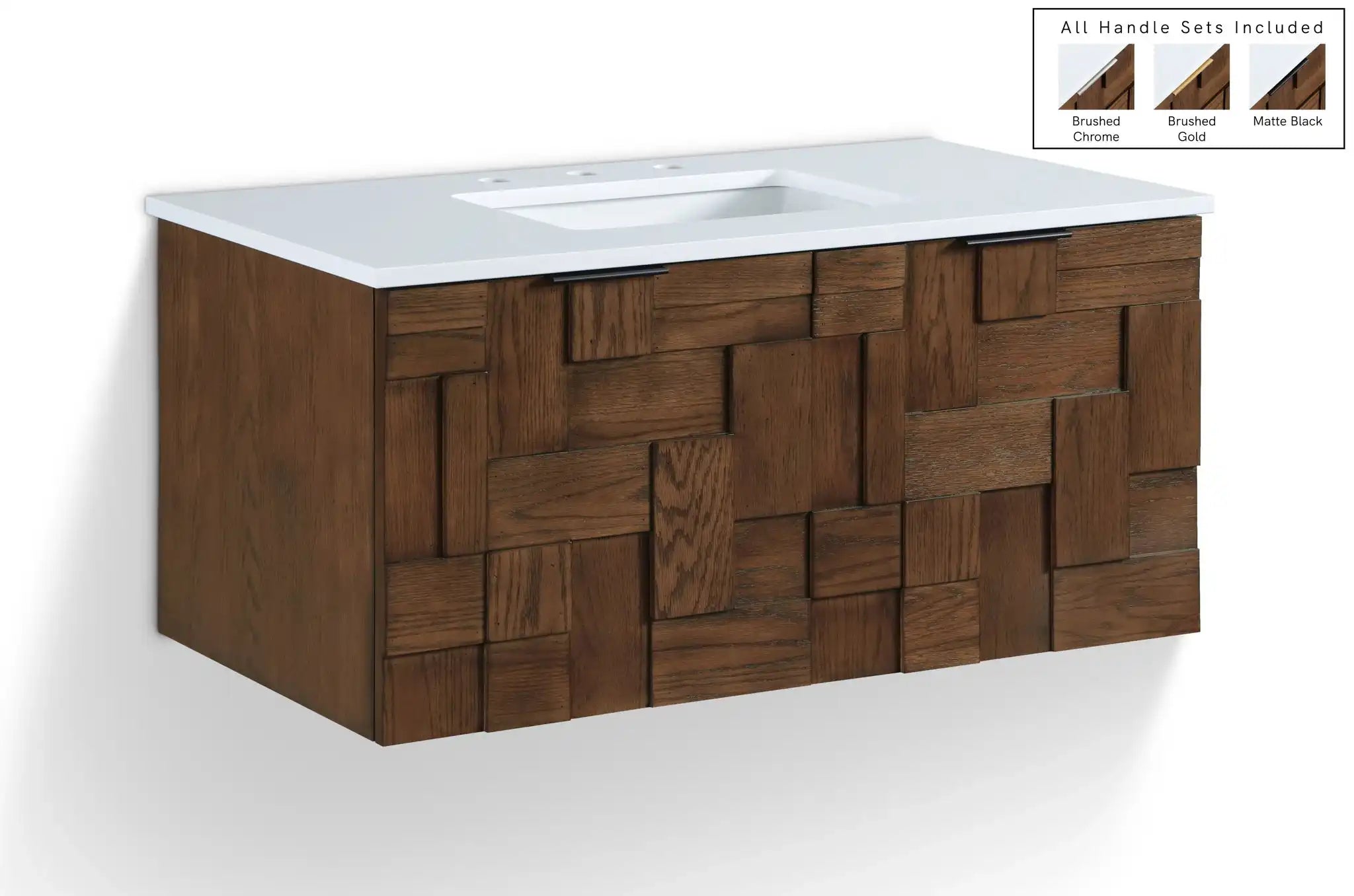 Leonardo - Engineered Stone And Solid Wood 24" Wall Mounted Bathroom Vanity - Best Buy Furniture