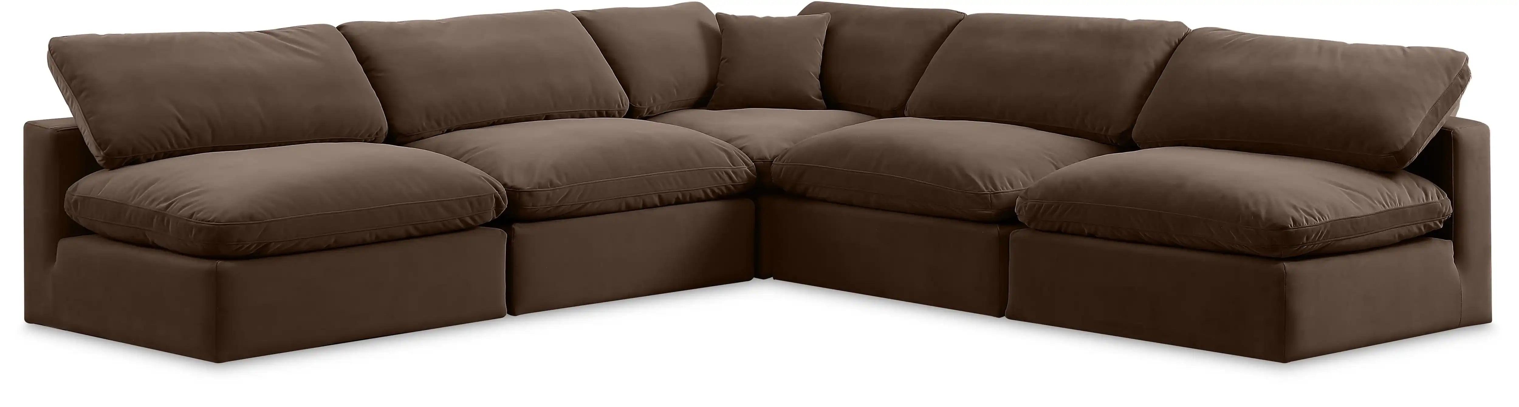 Comfy - 5 Piece Velvet Modular Corner Armless Sectional - Best Buy Furniture