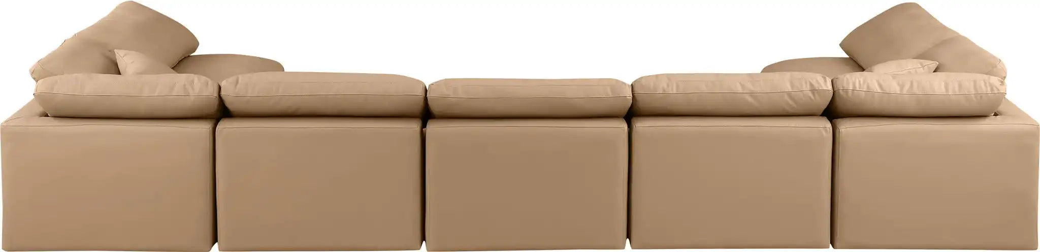 Indulge - Faux Leather 7 Piece Modular U-Shaped Sectional - Tan