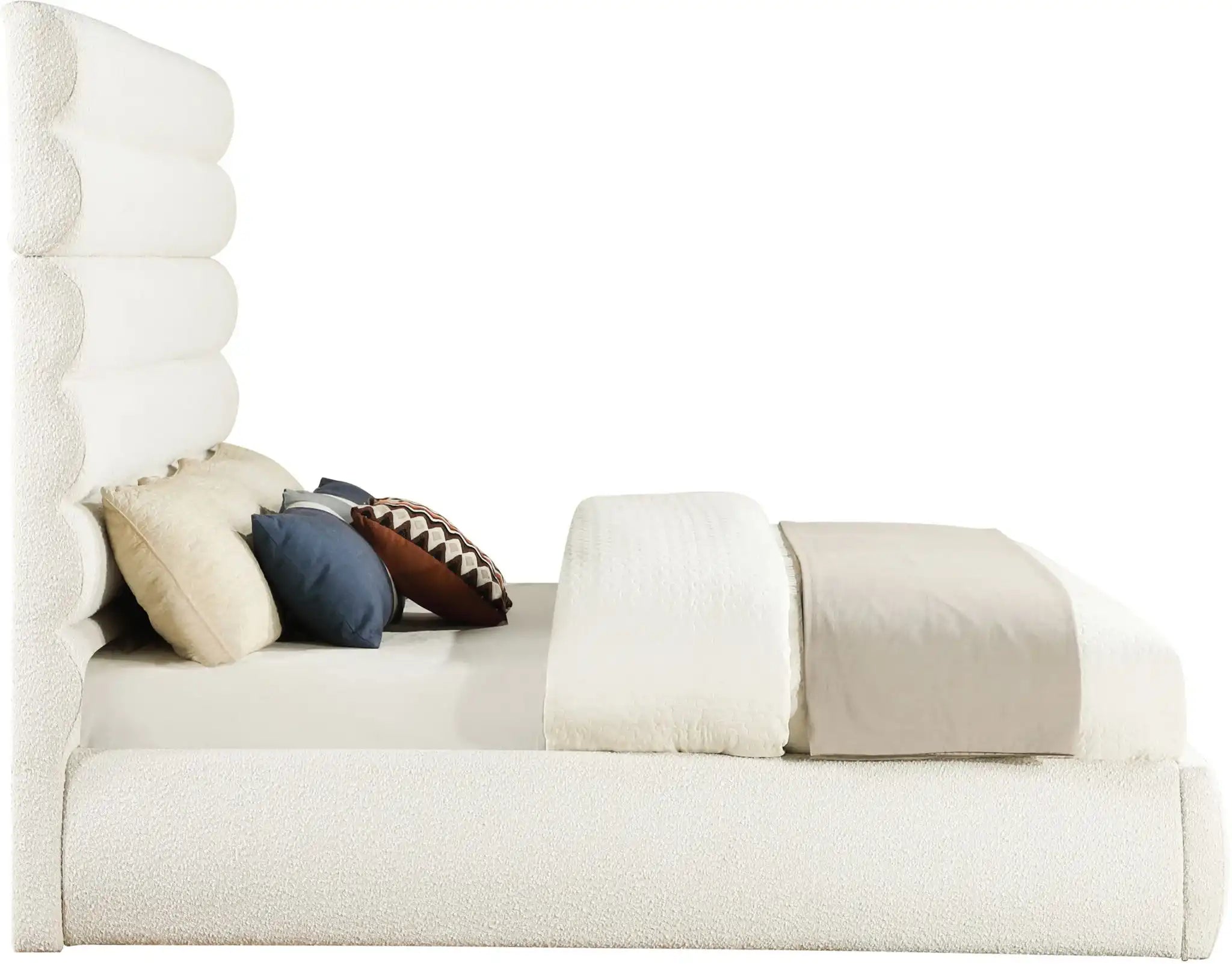 Adam - Boucle Fabric Bed With 70.5" Headboard