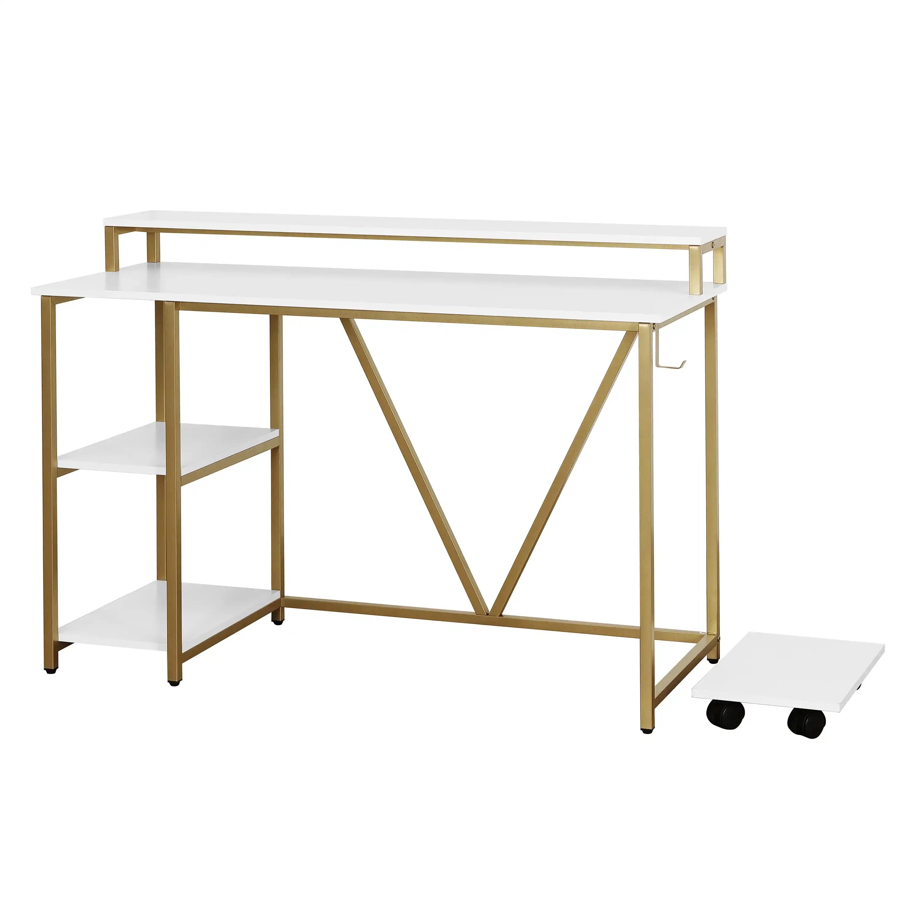 Techni Mobili Industrial Writing Desk, Gold - Best Buy Furniture